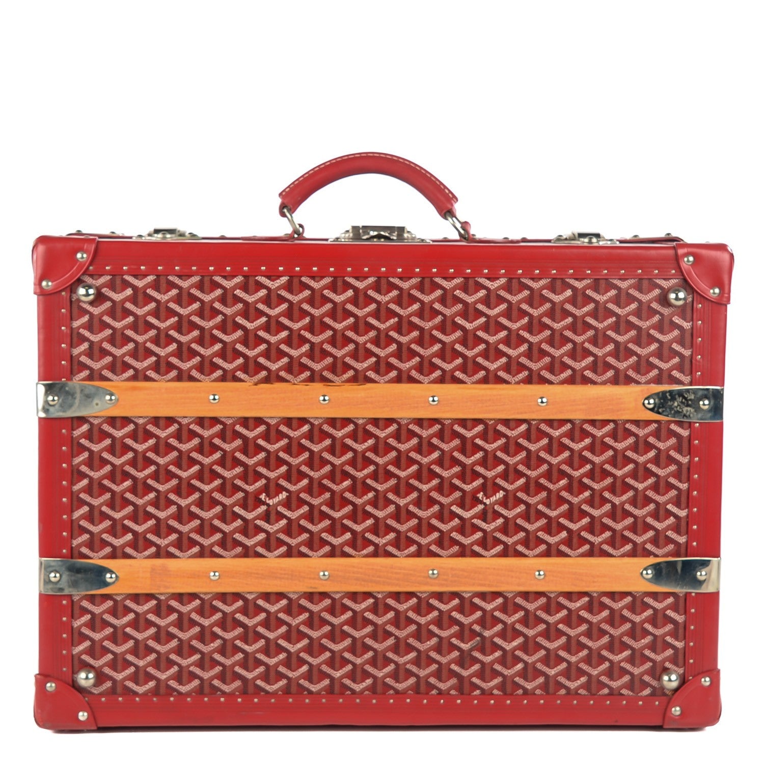 Goyard Goyardine Valise Palace 55 Travel Trunk Red 112253