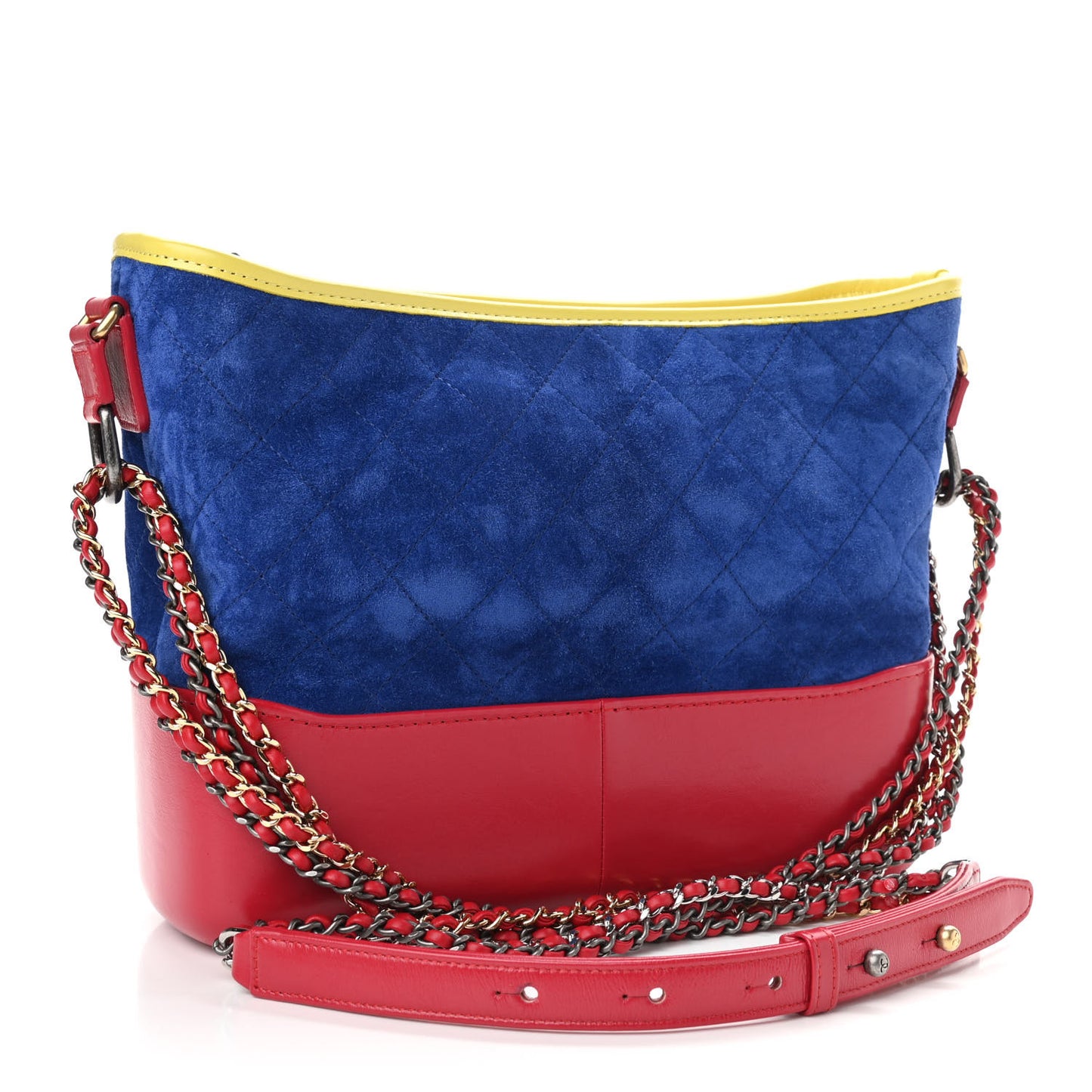 Suede Calfskin Quilted Medium Gabrielle Hobo Red Blue Yellow
