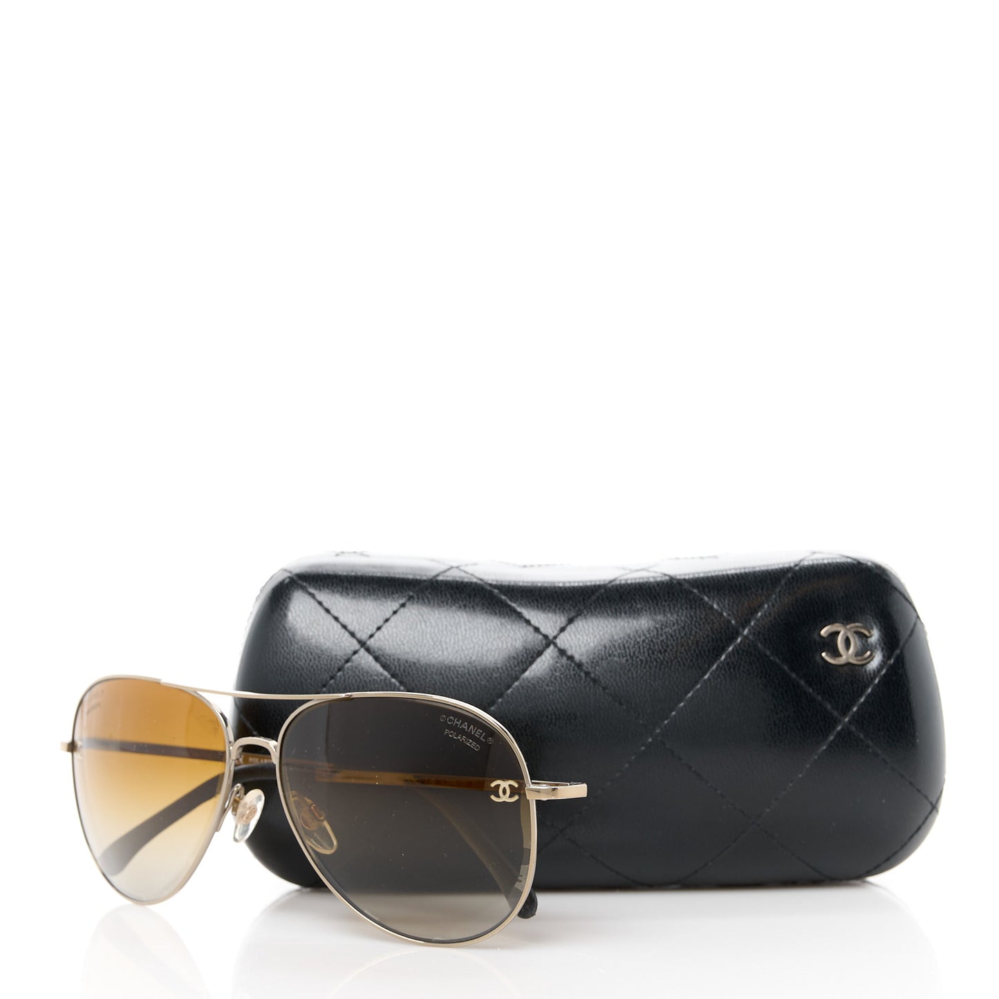 Metal Polarized Aviator CC Sunglasses 4189-T-Q Brown