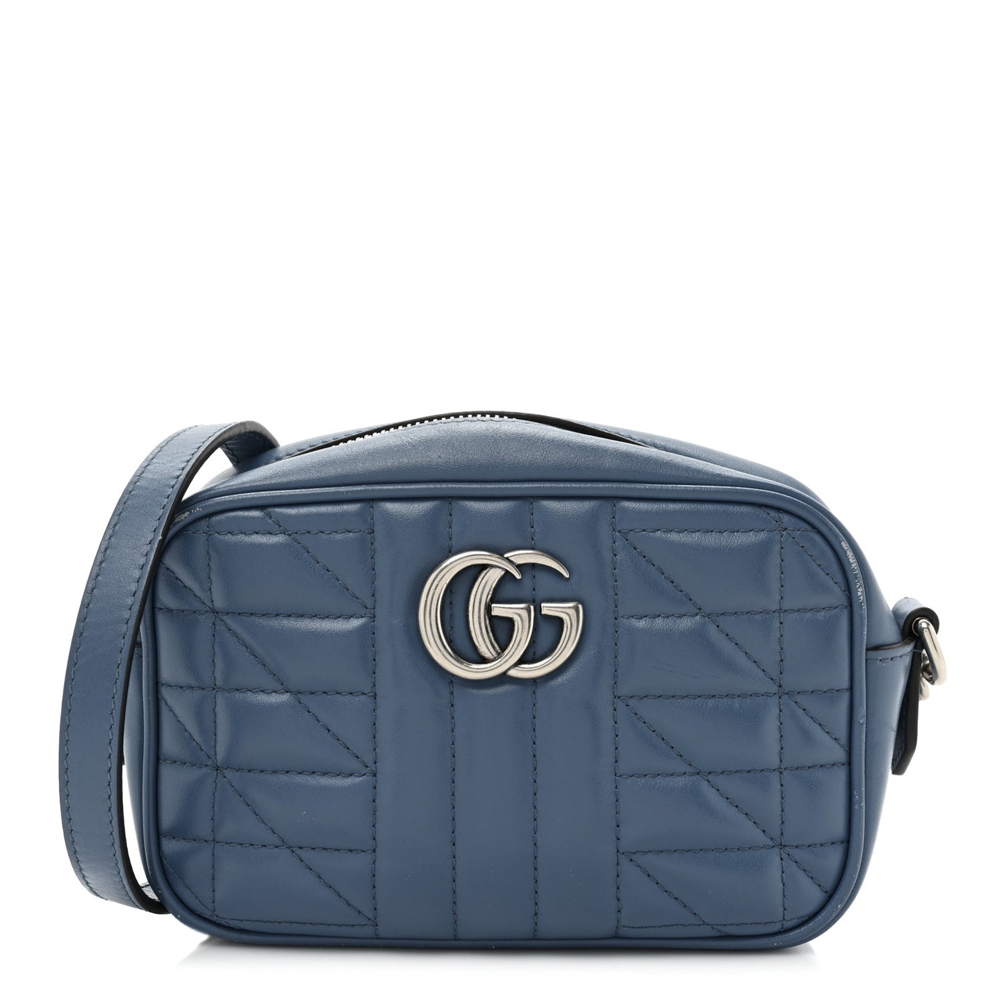 Calfskin Matelasse Aria Mini GG Marmont Chain Shoulder Bag Clear Blue