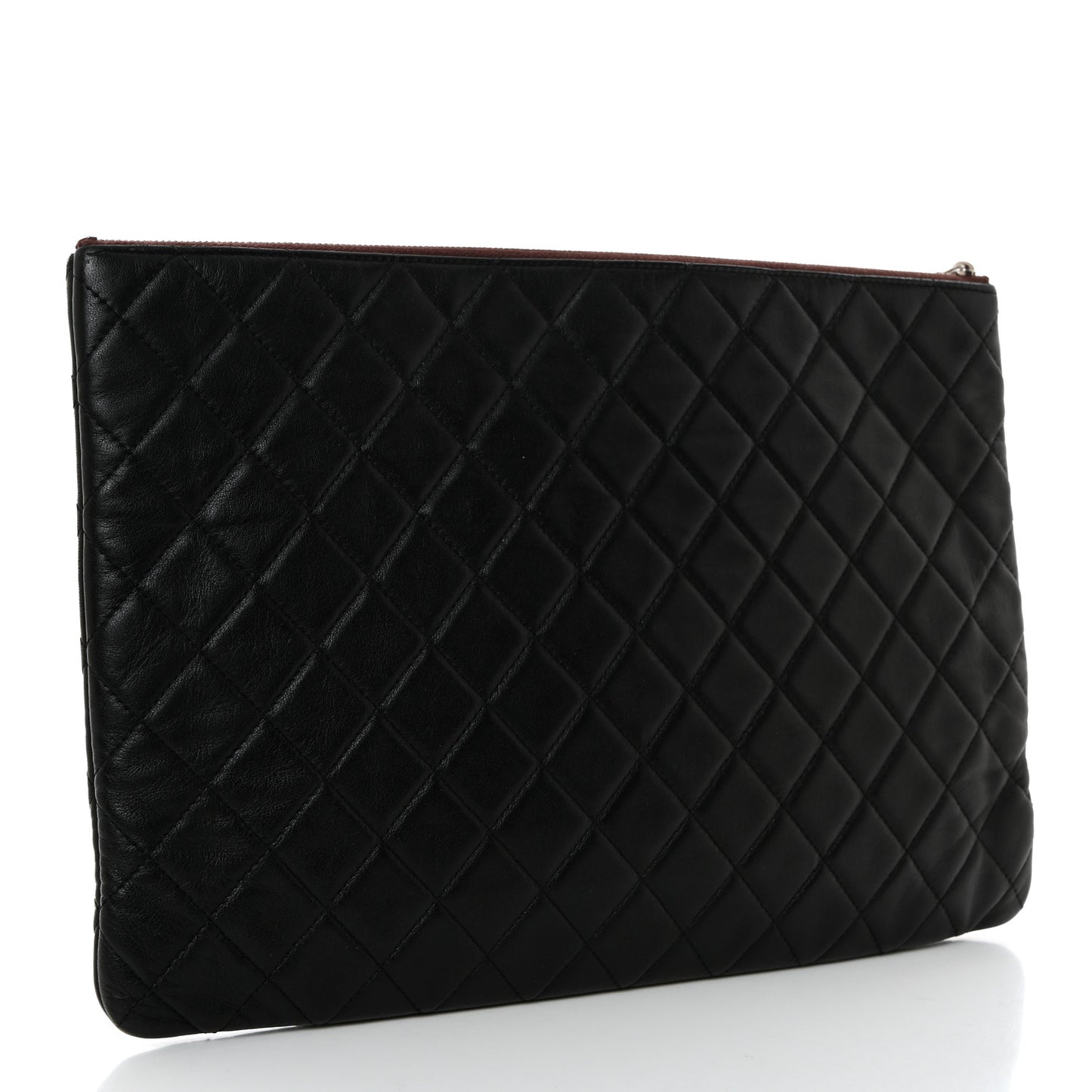Lambskin Quilted Large Cosmetic Case Black