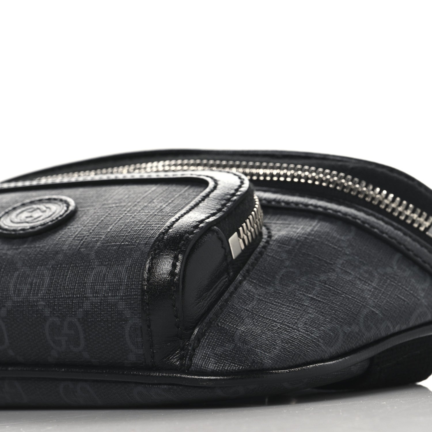 Gucci GG Supreme Monogram Textured Calfskin Retro Interlocking G Belt Bag Black 10 of 11