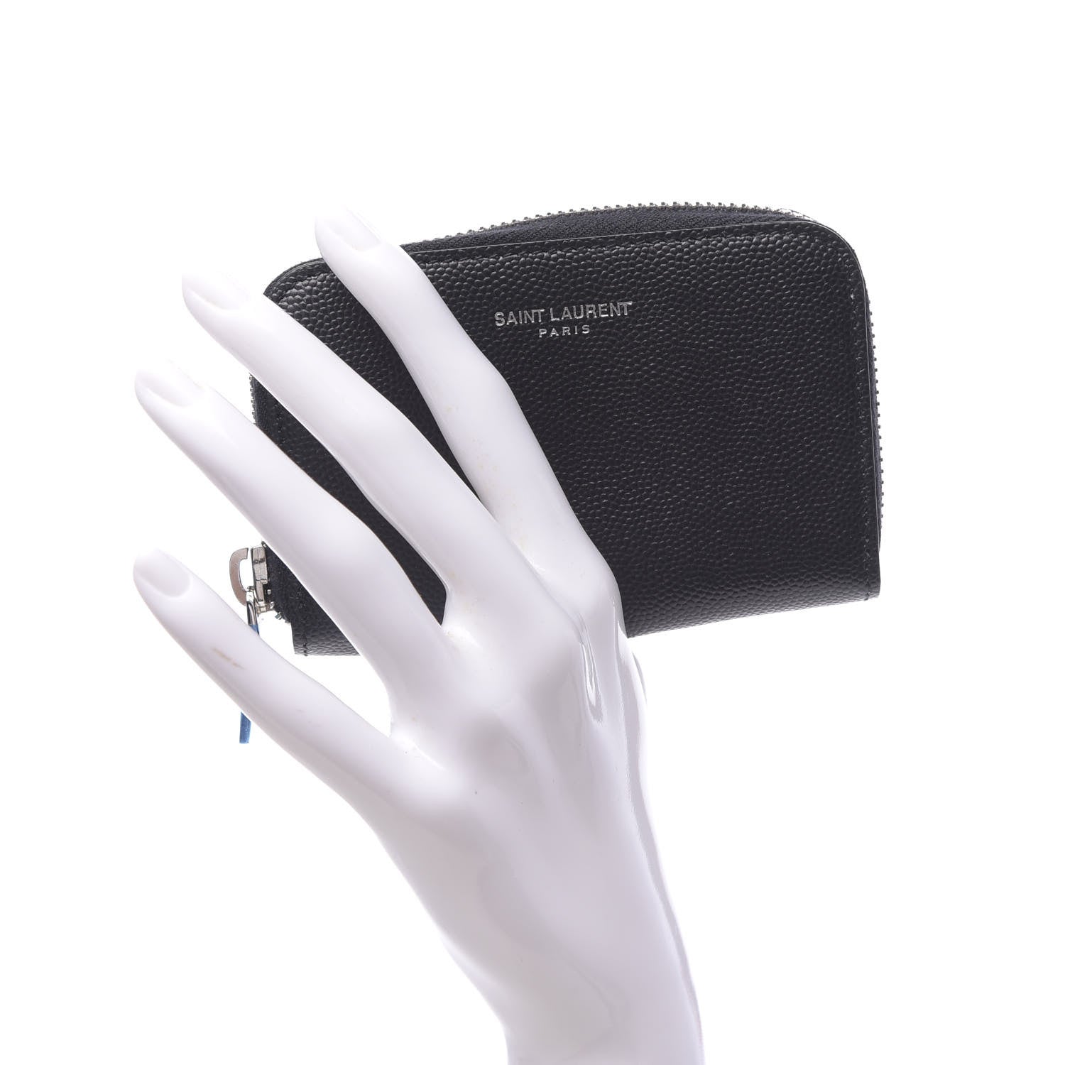 Saint Laurent Grain De Poudre Zip Around Card Holder Black 2 of 7