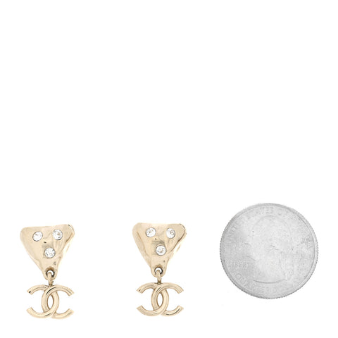 Crystal CC Drop Earrings Gold
