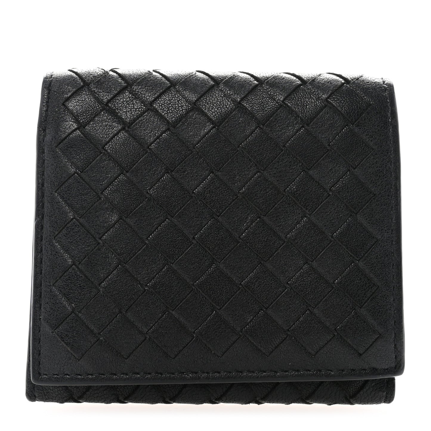Nappa Intrecciato Tri-Fold Wallet Black
