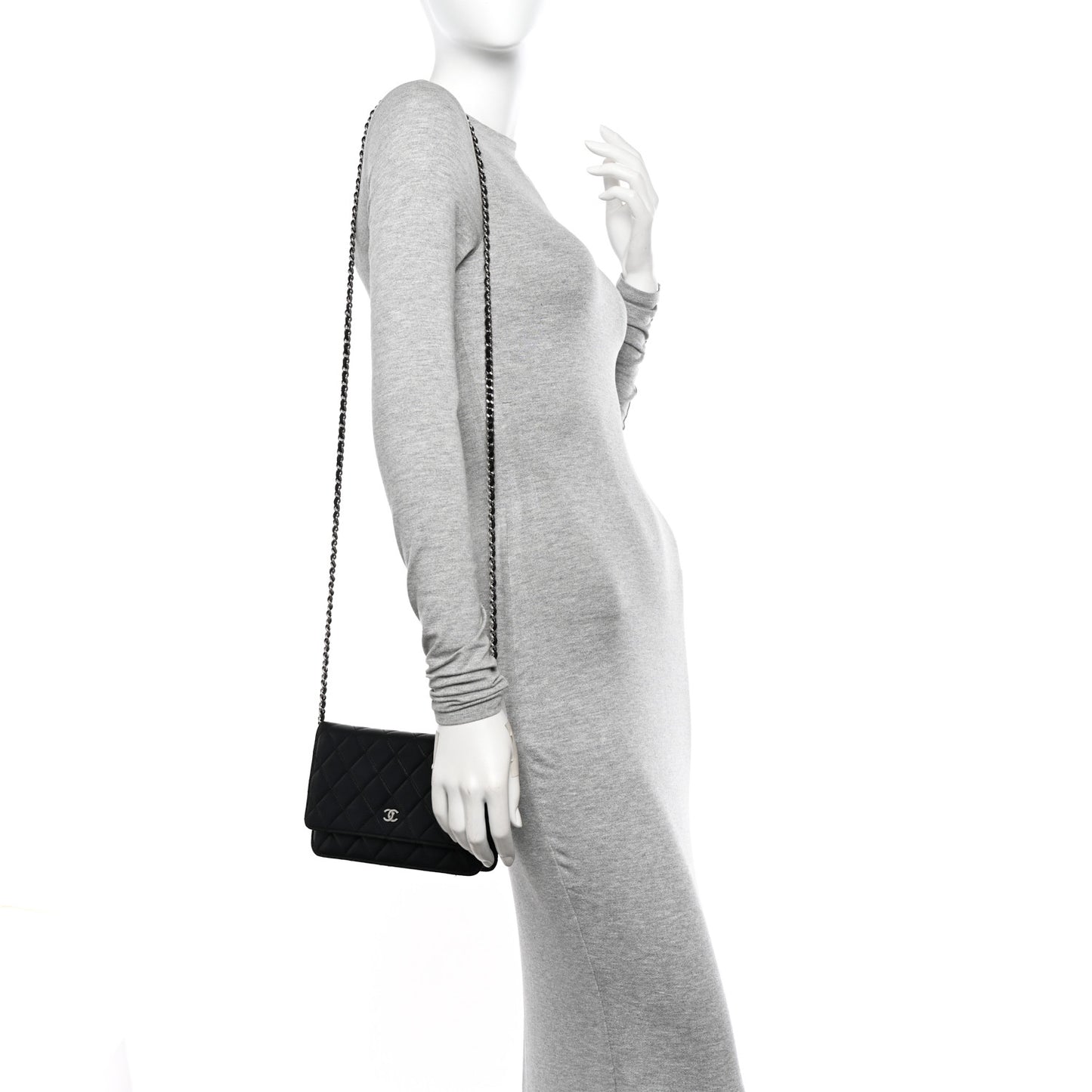 Lambskin Quilted Wallet On Chain WOC Black