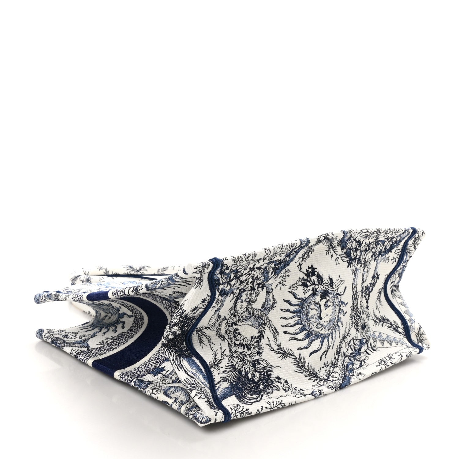 Christian Dior Canvas Embroidered Medium Toile de Jouy Soleil Book Tote Blue Multicolor 4 of 10