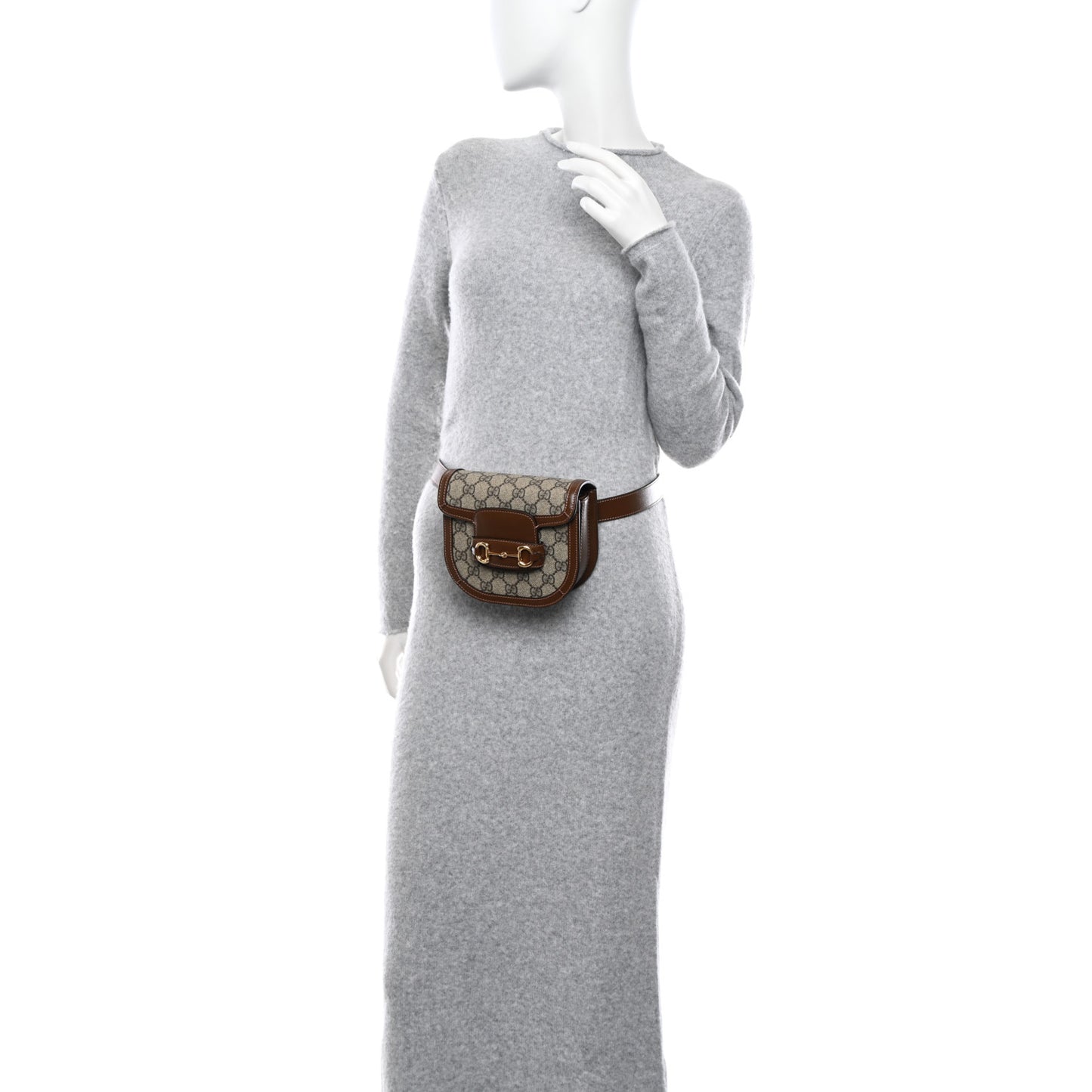 GG Supreme Monogram Horsebit 1955 Belt Bag Beige Brown Sugar