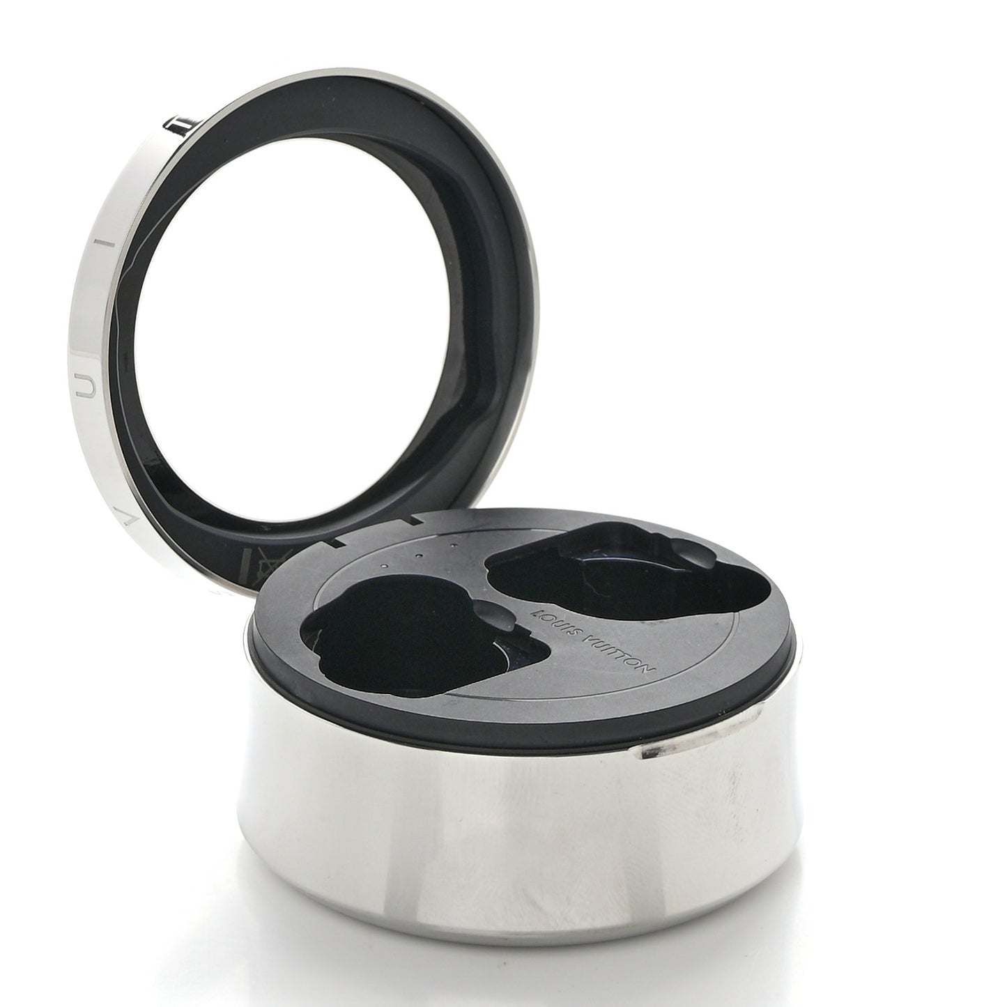 Stainless Steel Monogram Horizon Wireless Earphones Charging Case White