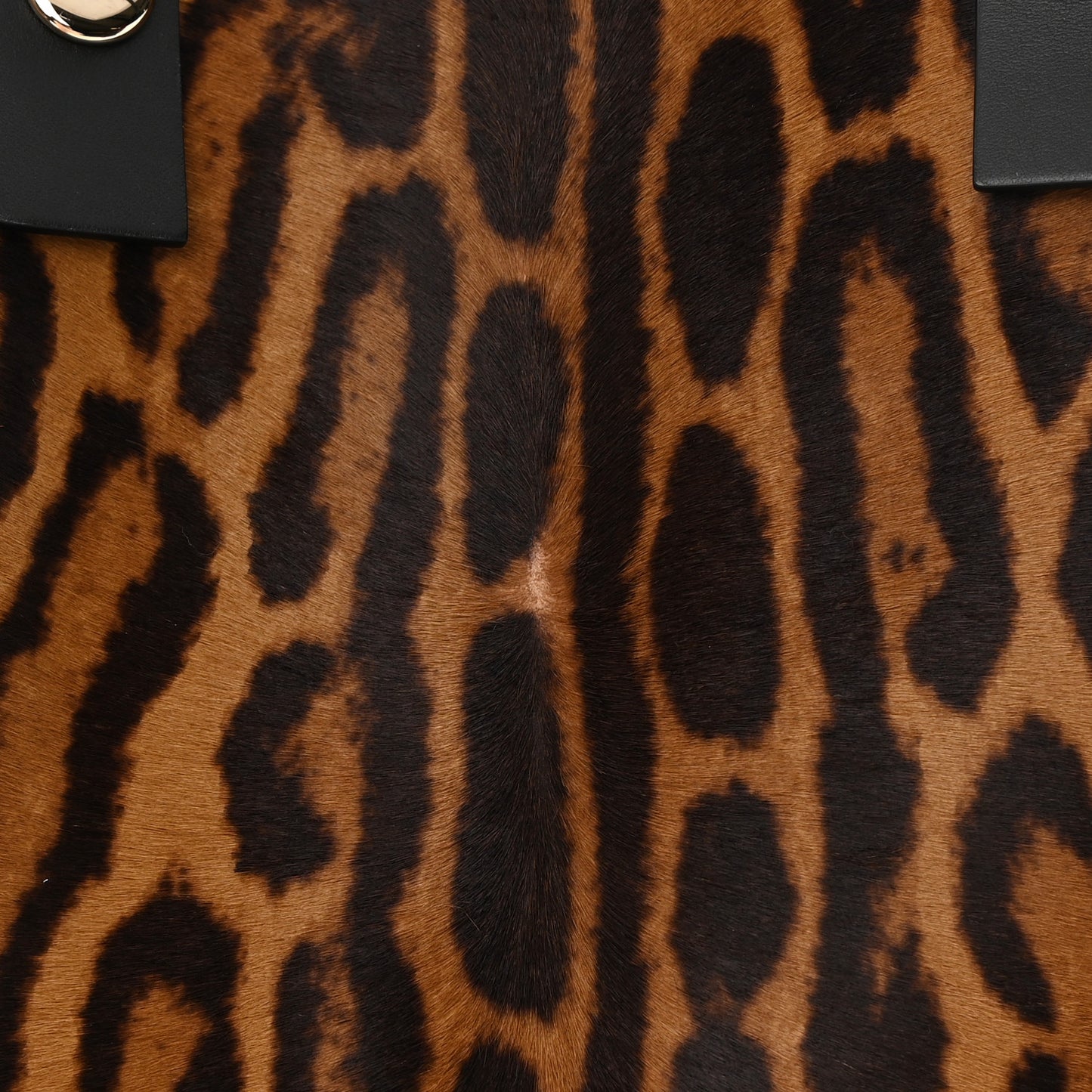 Calf Hair Leopard Print North South Tote Chocolate Brown Black Camel