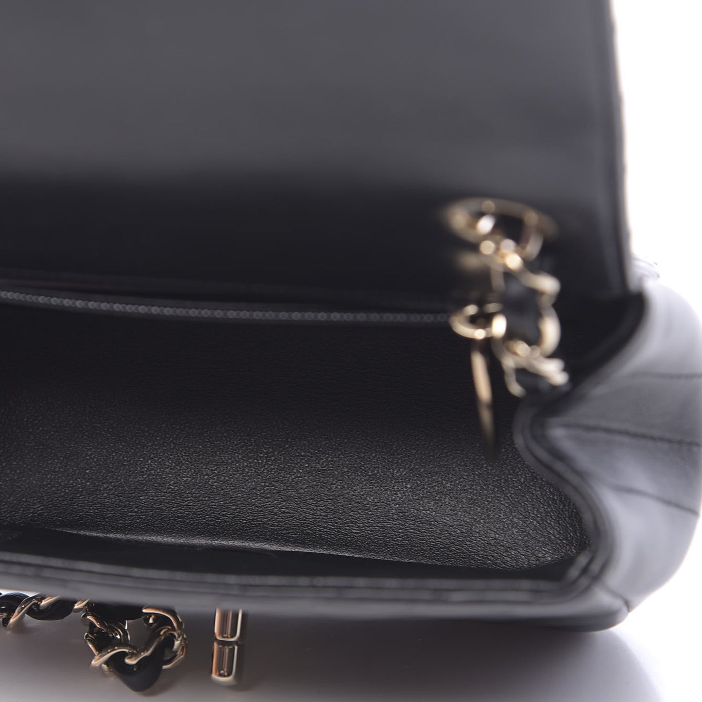 Lambskin Chevron Quilted Mini Square Flap Black