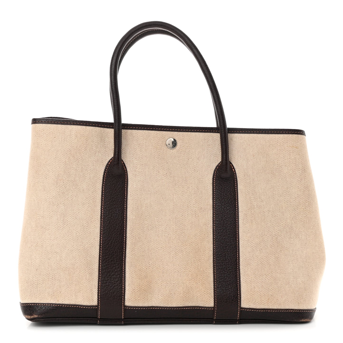 Toile Buffle Gala Garden Party Tote 36 MM Marron Fonce