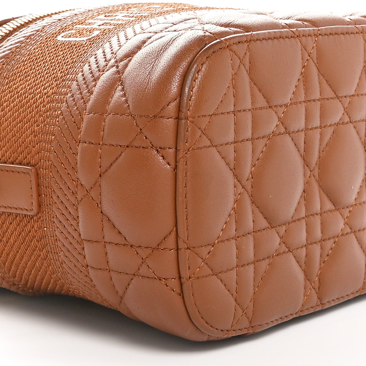 Lambskin Cannage Small Diortravel Vanity Case Cognac