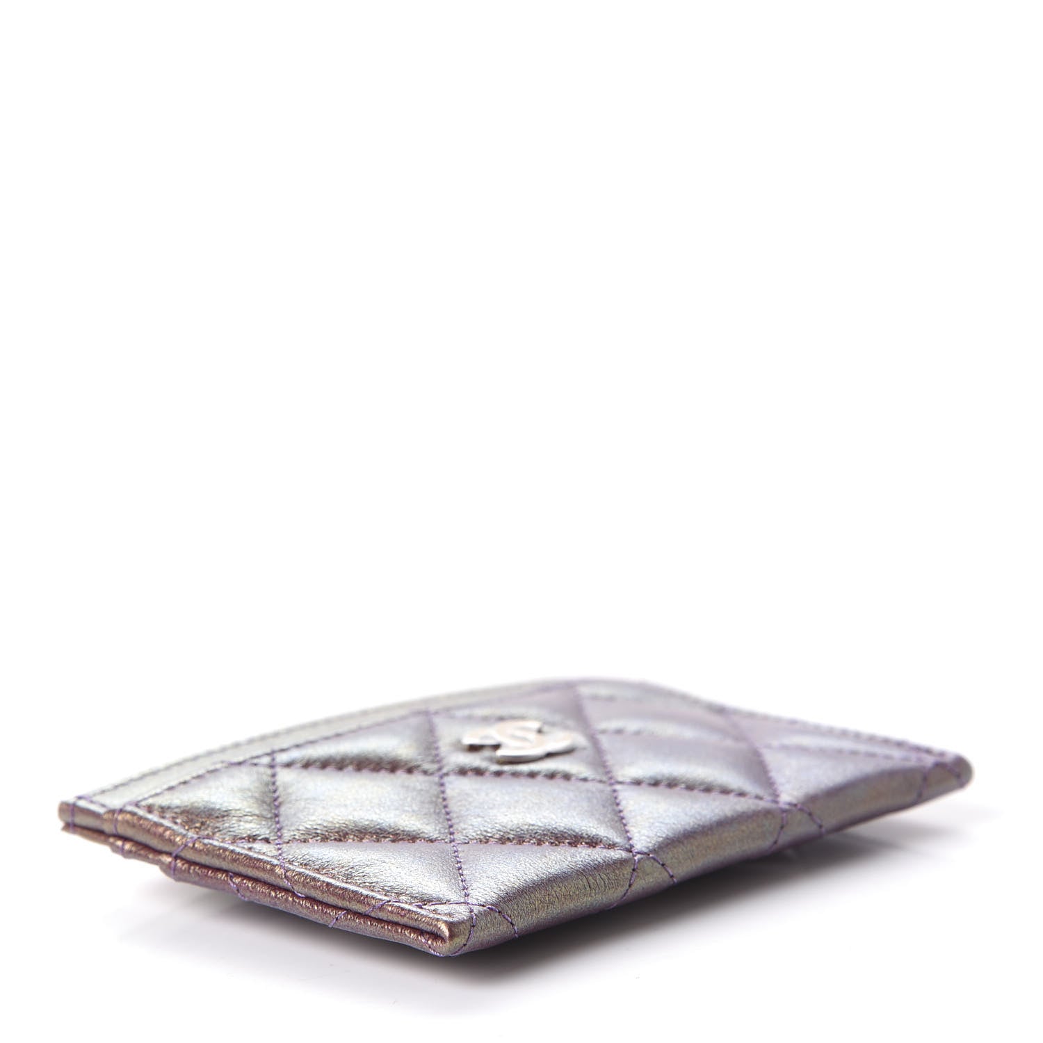 Chanel Iridescent Lambskin Quilted Card Holder Purple 4 of 9