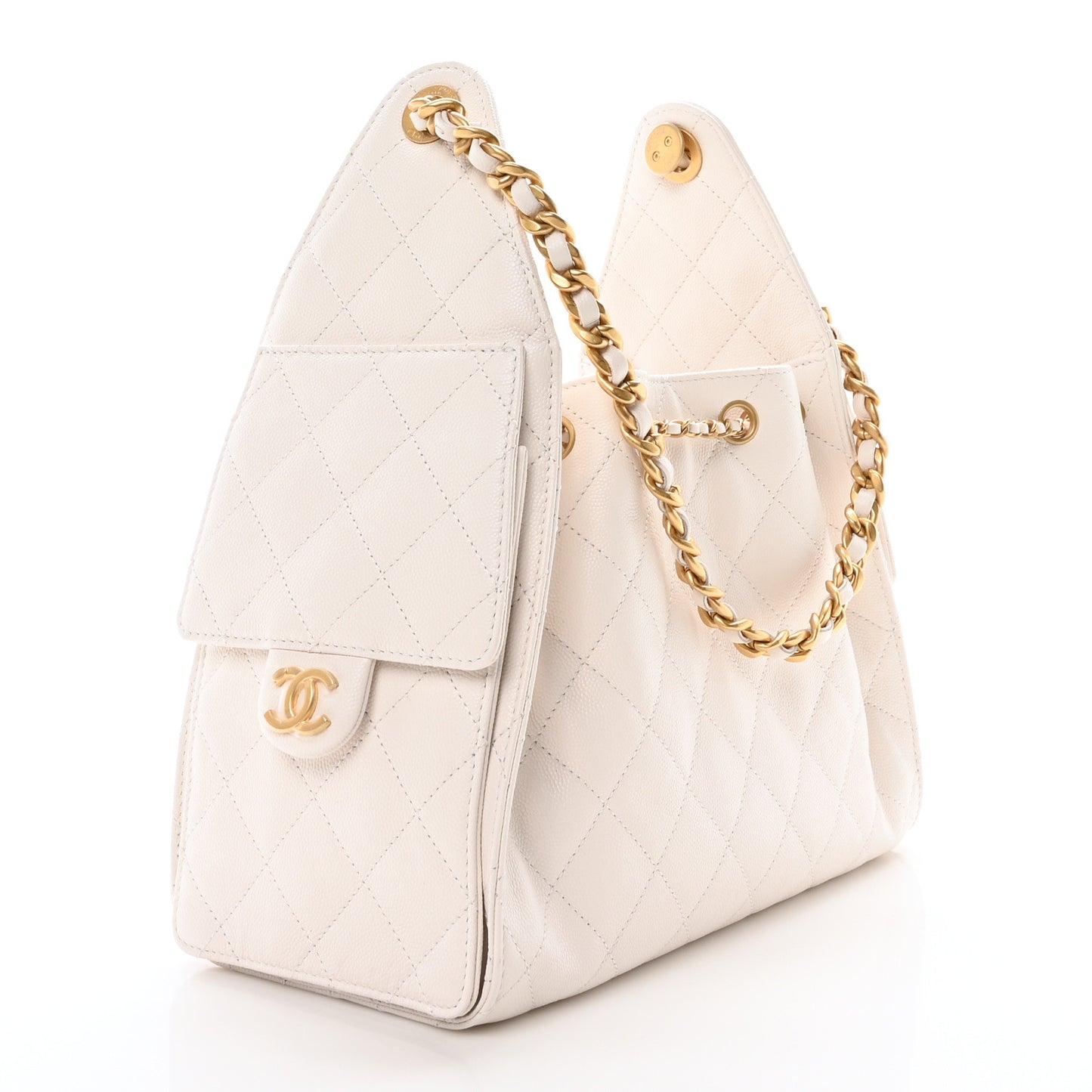 Caviar Quilted Small Chanel 25 Handbag White