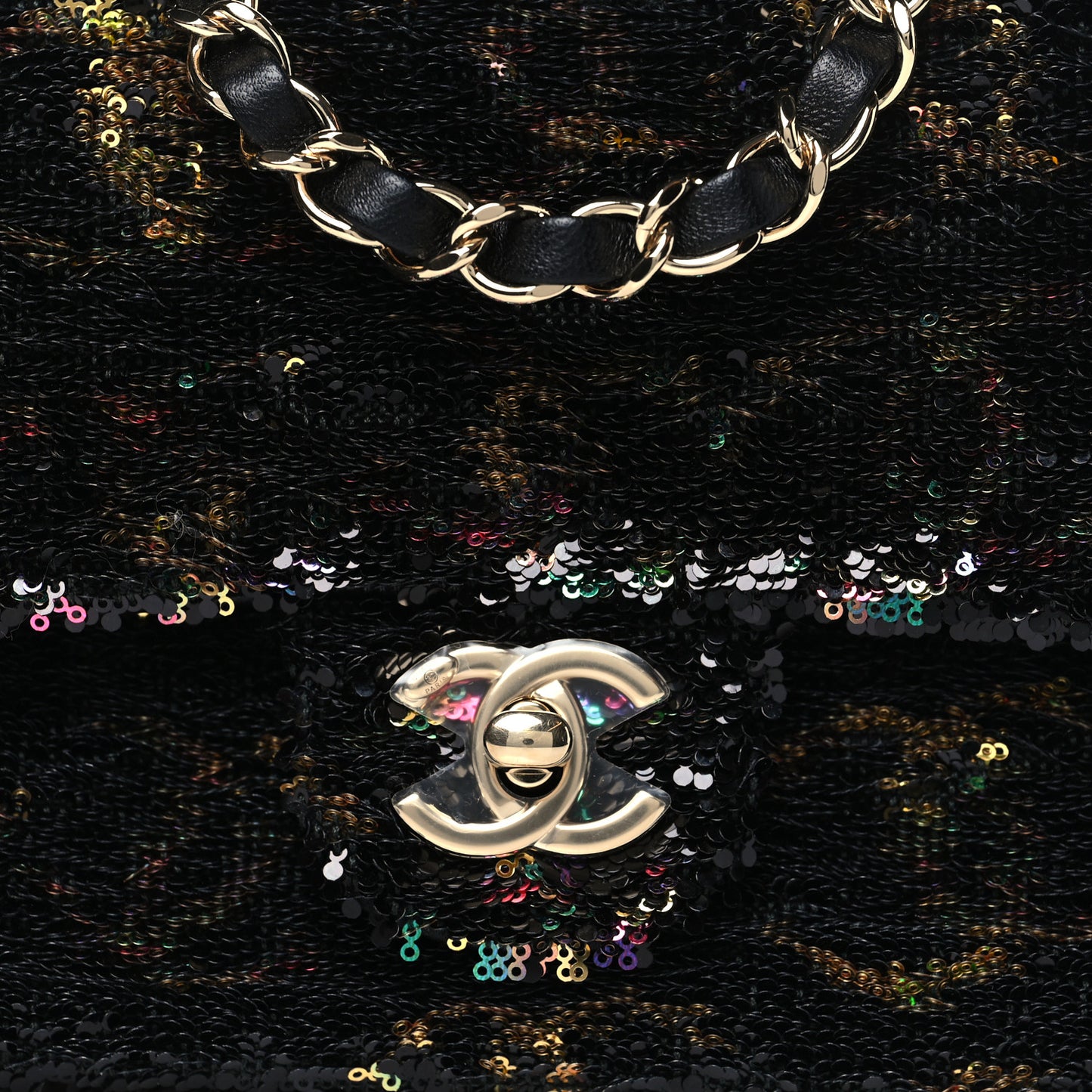 Sequin CC Small Single Flap Black Multicolor