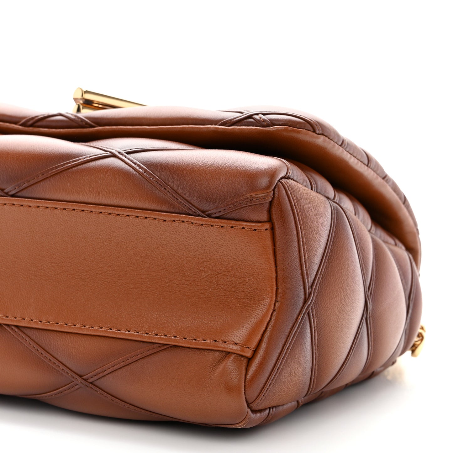 LOUIS VUITTON Lambskin Malletage Top Handle GO-14 MM Tan