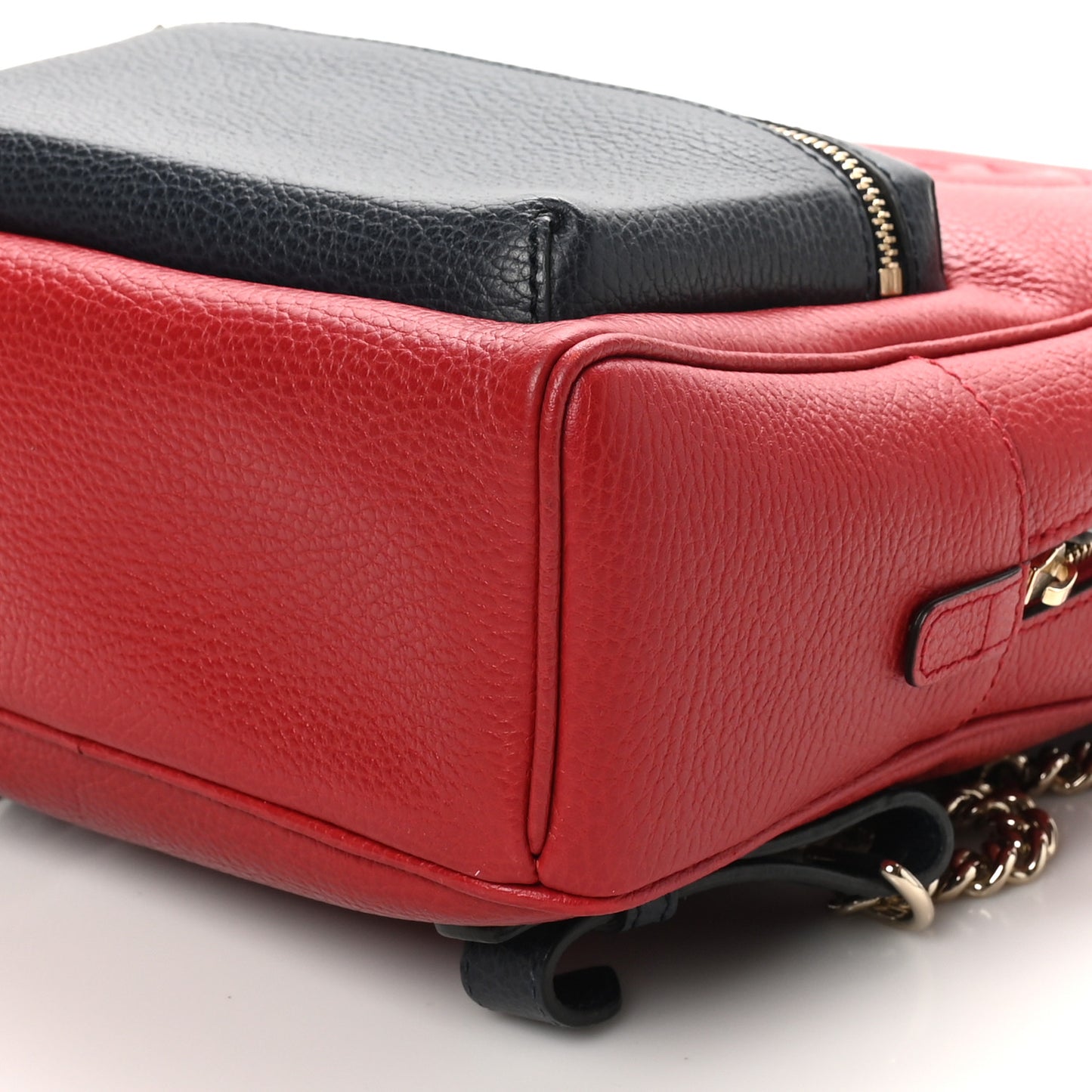 Pebbled Calfskin Bi-Color Soho Chain Backpack Red Navy