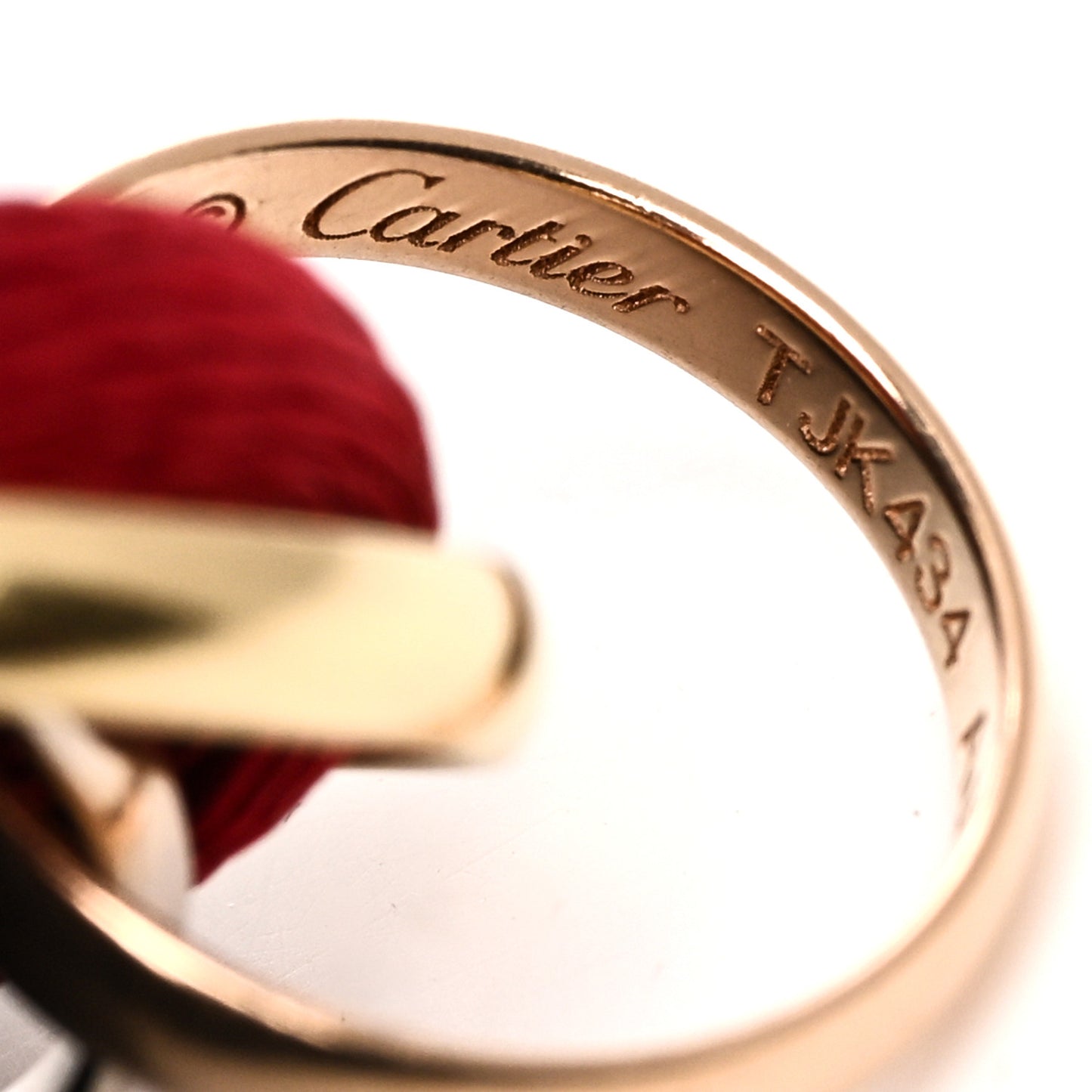 18K Pink Yellow White Gold Trinity Cord Bracelet Red