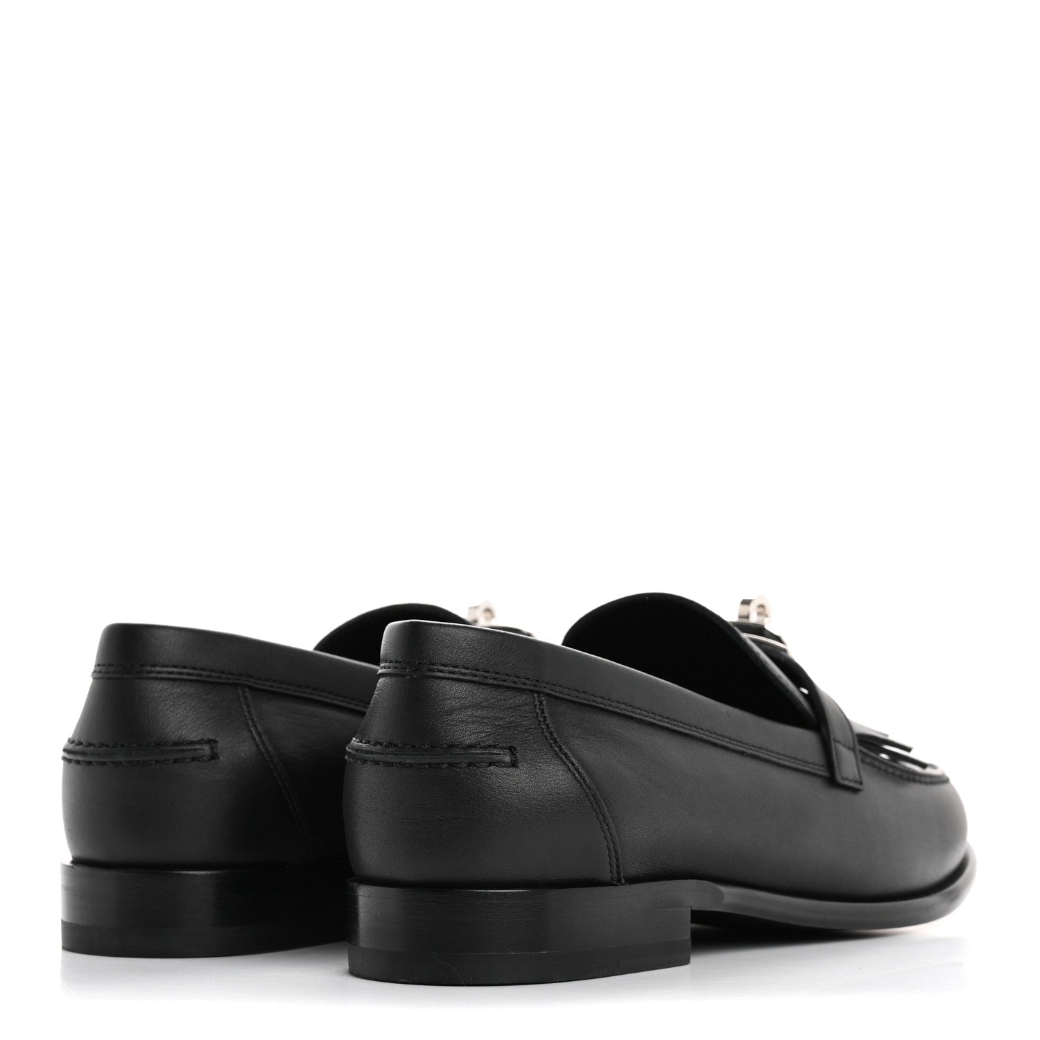 Hermes Fringed Calfskin Womens Destin Loafer 38 Black 5 of 10