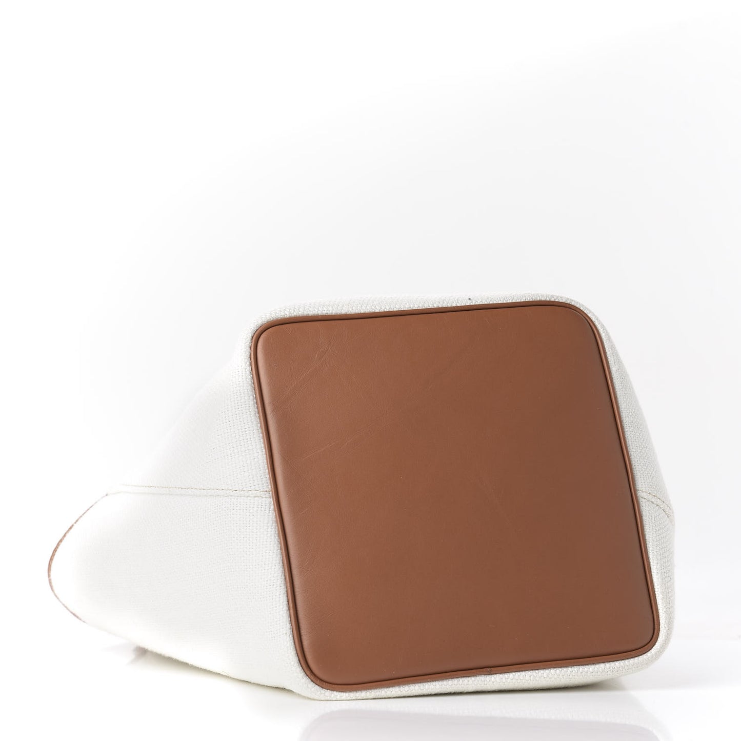 Linen Belted Strap Balloon Bucket Bag White
