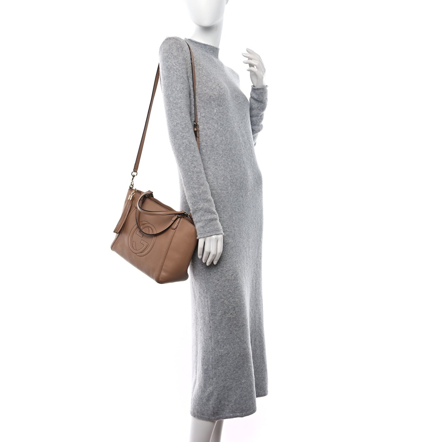 Pebbled Calfskin Small Soho Top Handle Bag Camelia