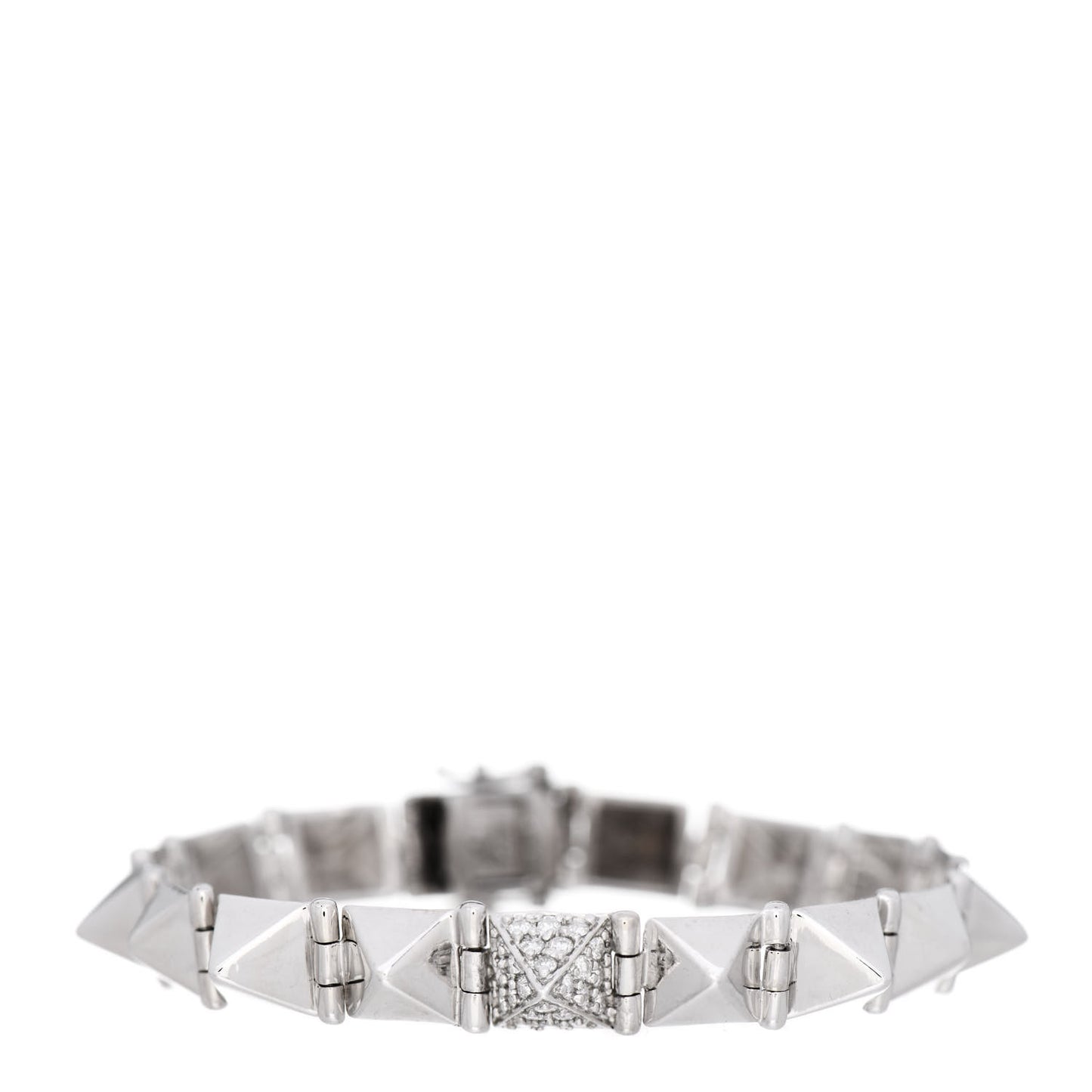 14K White Gold Diamond Small Spike Bracelet
