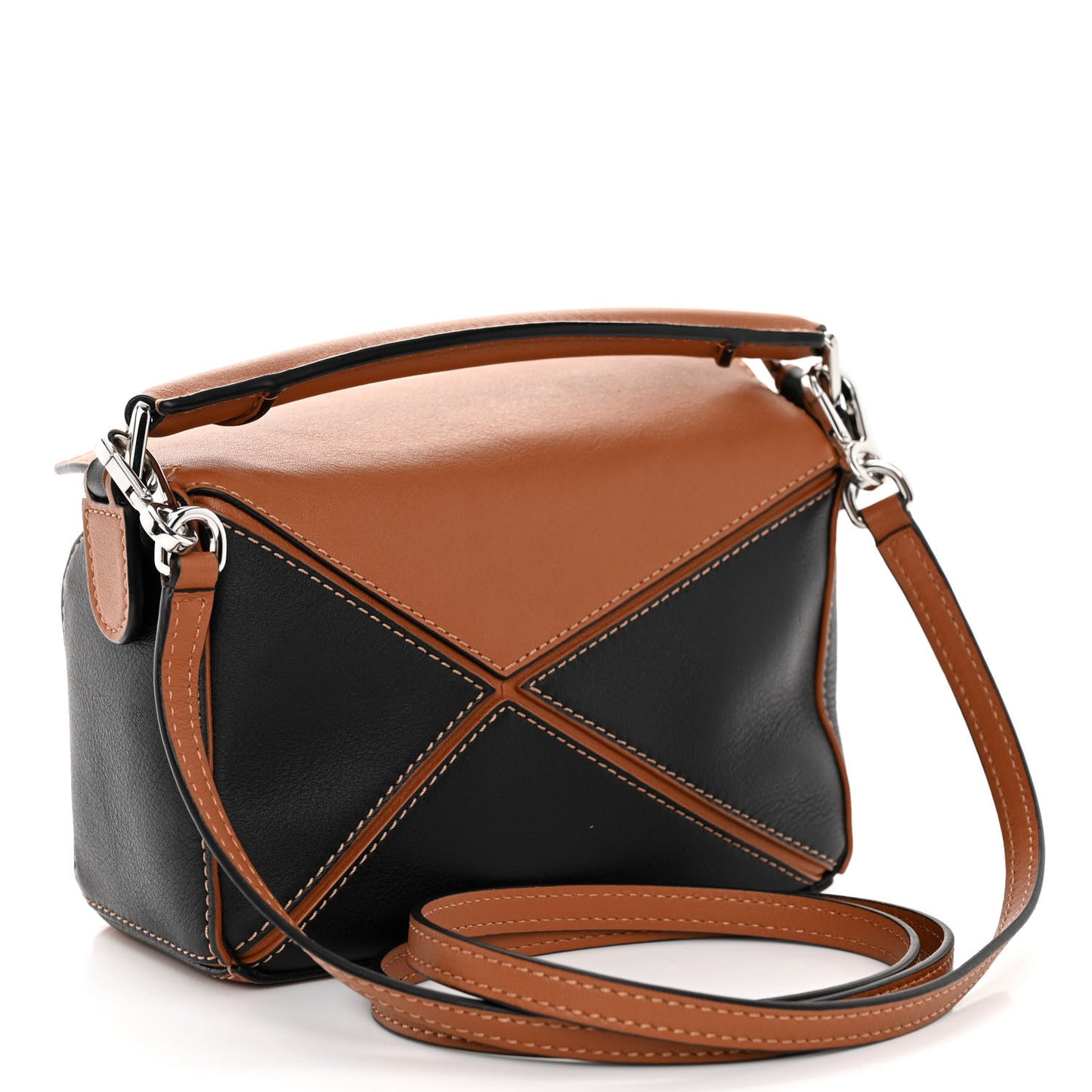 Calfskin Mini Puzzle Bag Tan Black