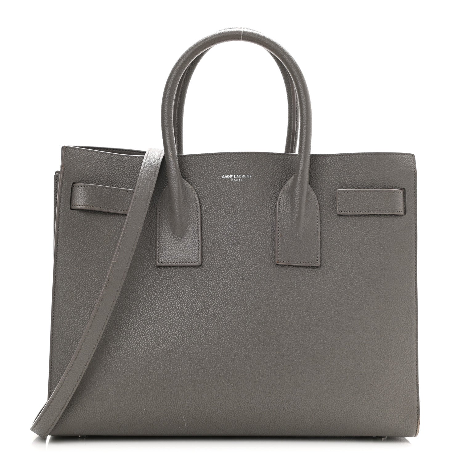 Saint Laurent Grained Calfskin Small Sac De Jour Fog 1 of 16