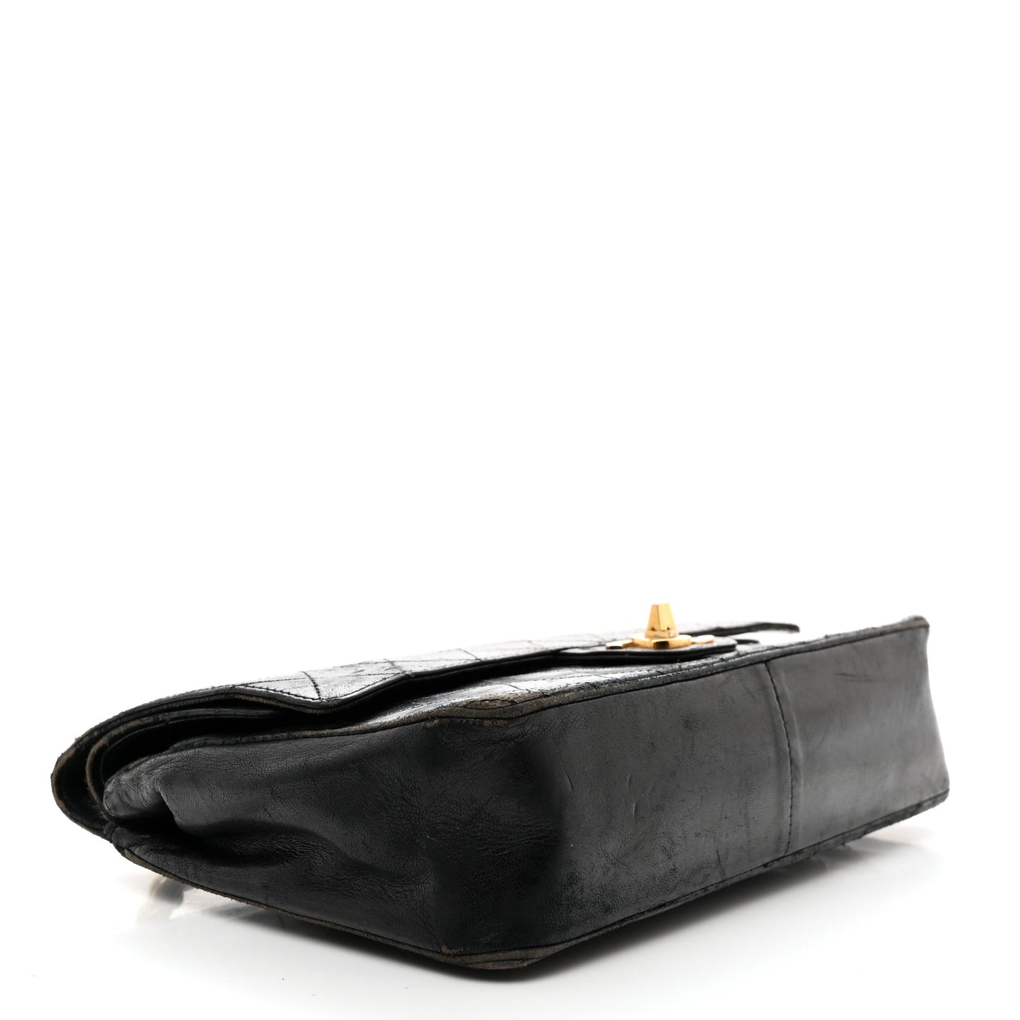 Lambskin Quilted Medium Double Flap Black