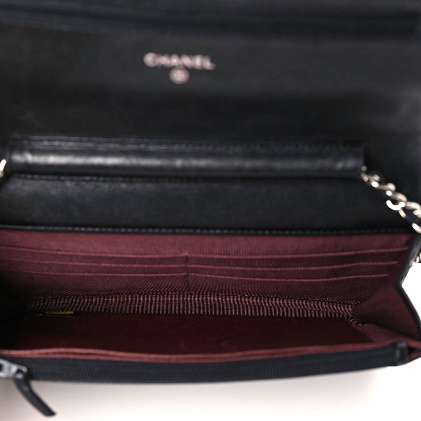 Lambskin Quilted Wallet On Chain WOC Black