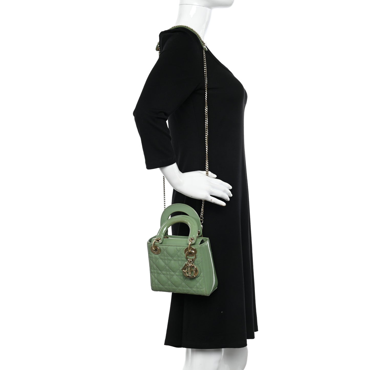 Patent Cannage Mini Lady Dior Mint Green