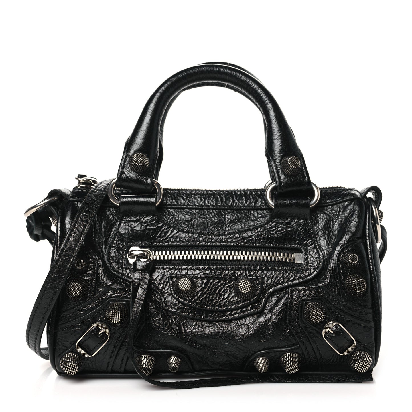 Agneau Arena Crystal Neo Nano Cagole Handbag Black