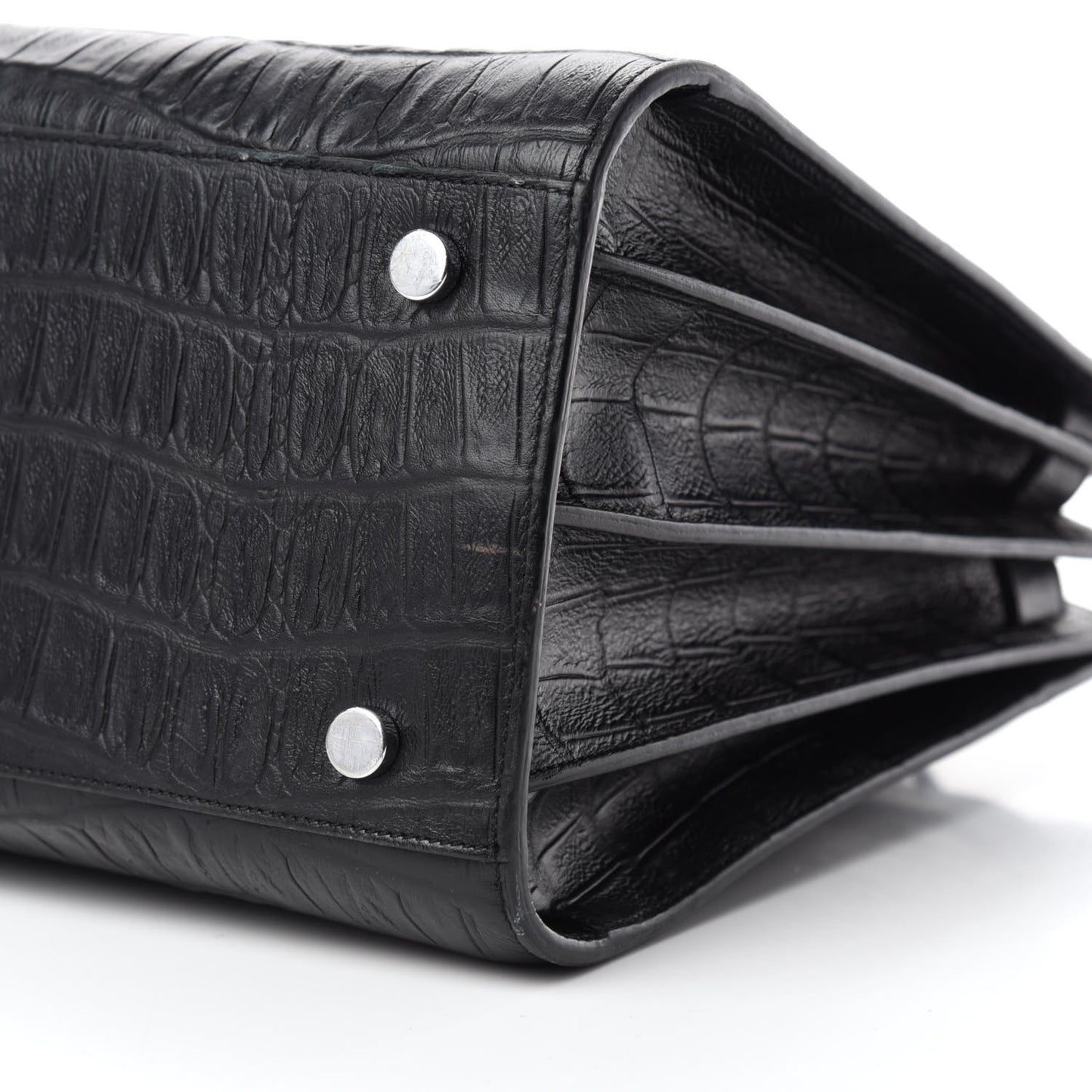 Calfskin Crocodile Embossed Small Sac De Jour Black