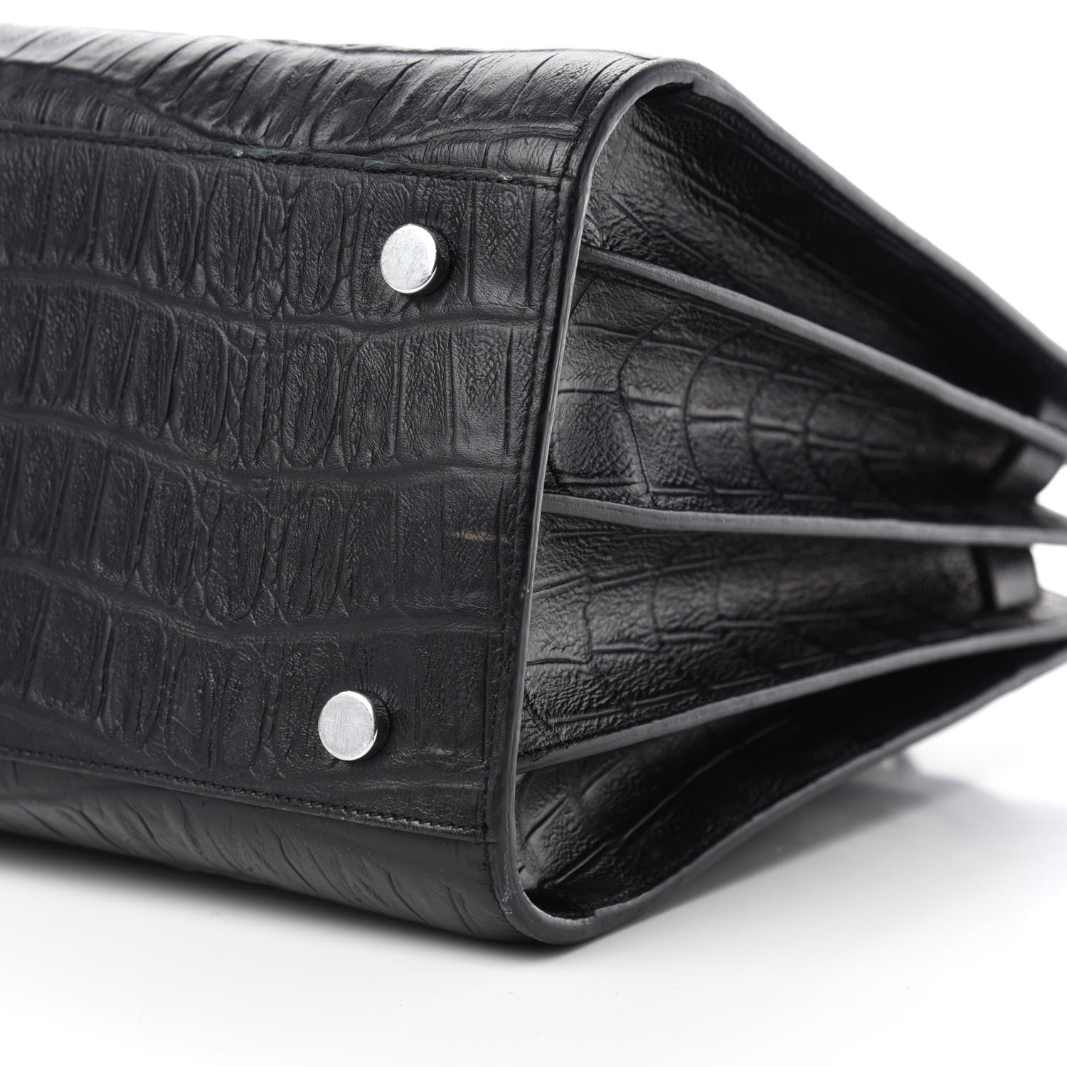 Saint Laurent Calfskin Crocodile Embossed Small Sac De Jour Black 7 of 12