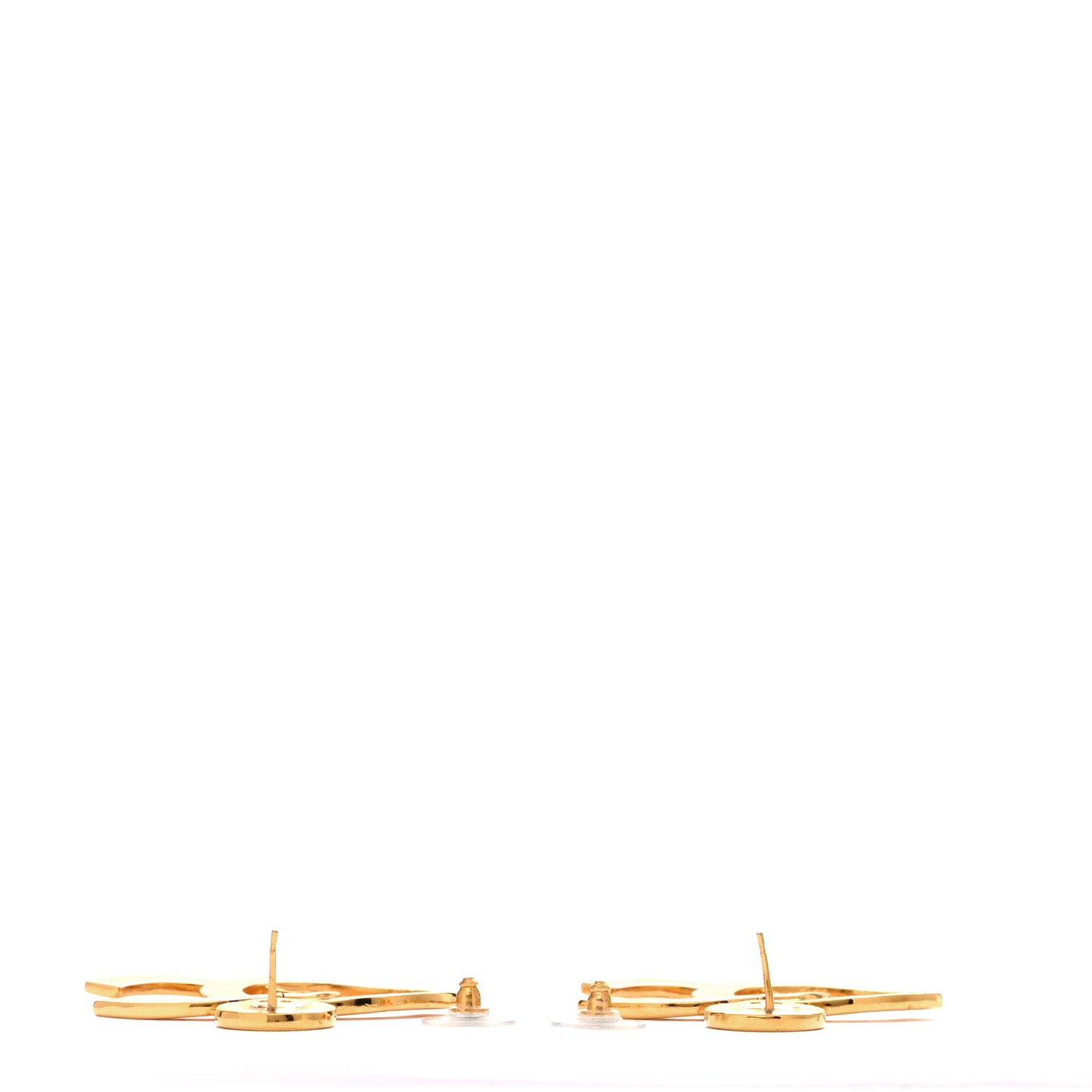 Metal Large Paris Button Earrings Gold