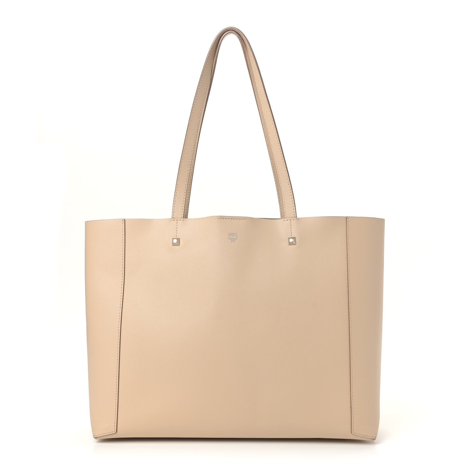 MCM Calfskin Medium Shopper Tote Latte Beige 1 of 10