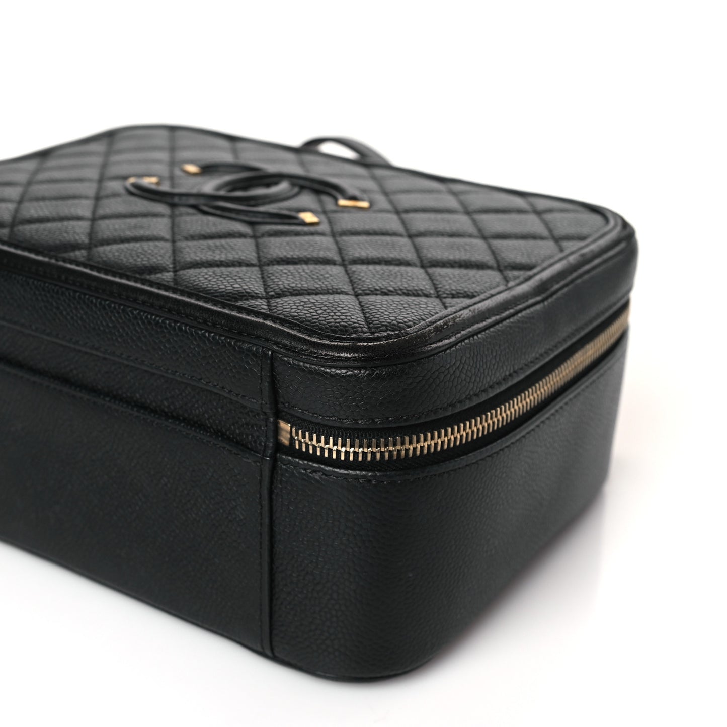 Caviar Quilted Large CC Filigree Vanity Case Black