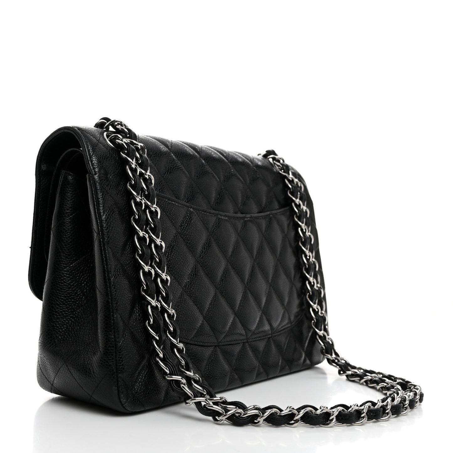 Caviar Quilted Jumbo Double Flap Black