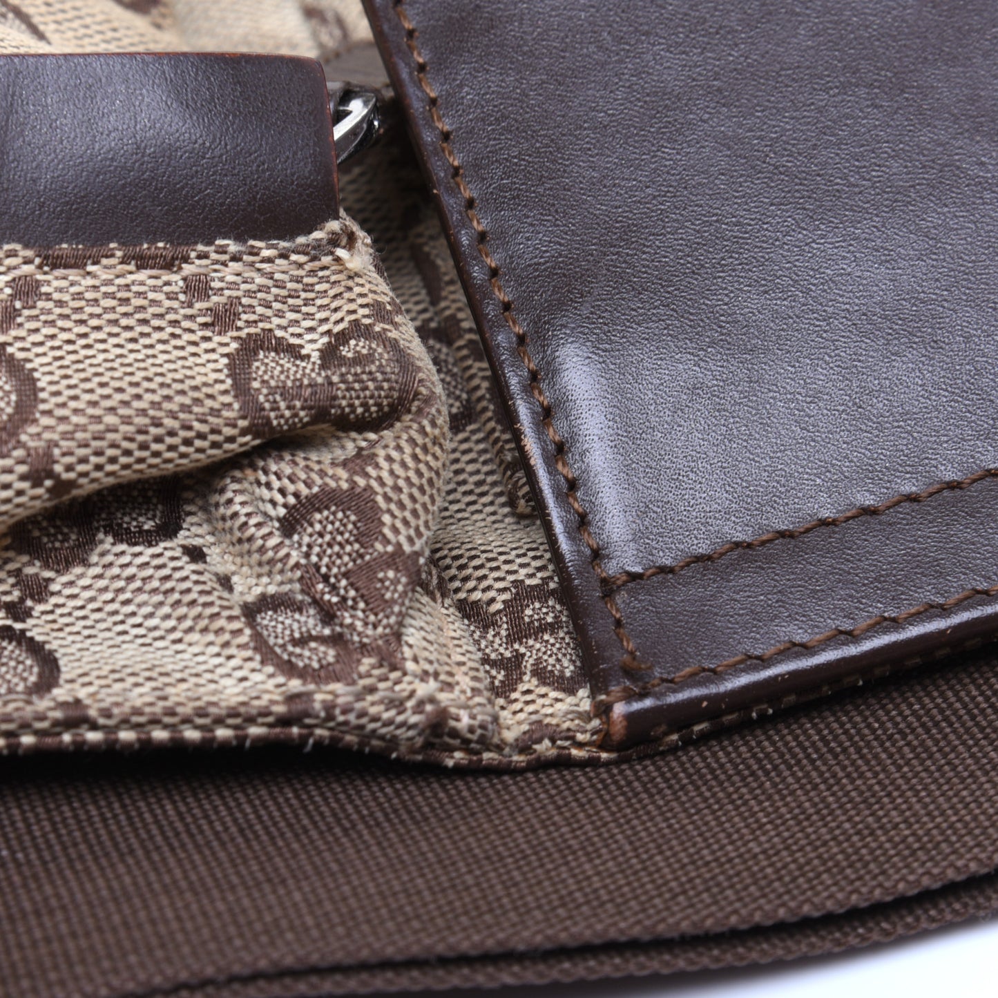 GG Monogram Double Pocket Belt Bag Dark Brown