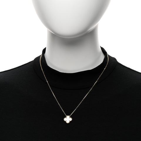 18K Yellow Gold Mother of Pearl Vintage Alhambra Pendant Necklace