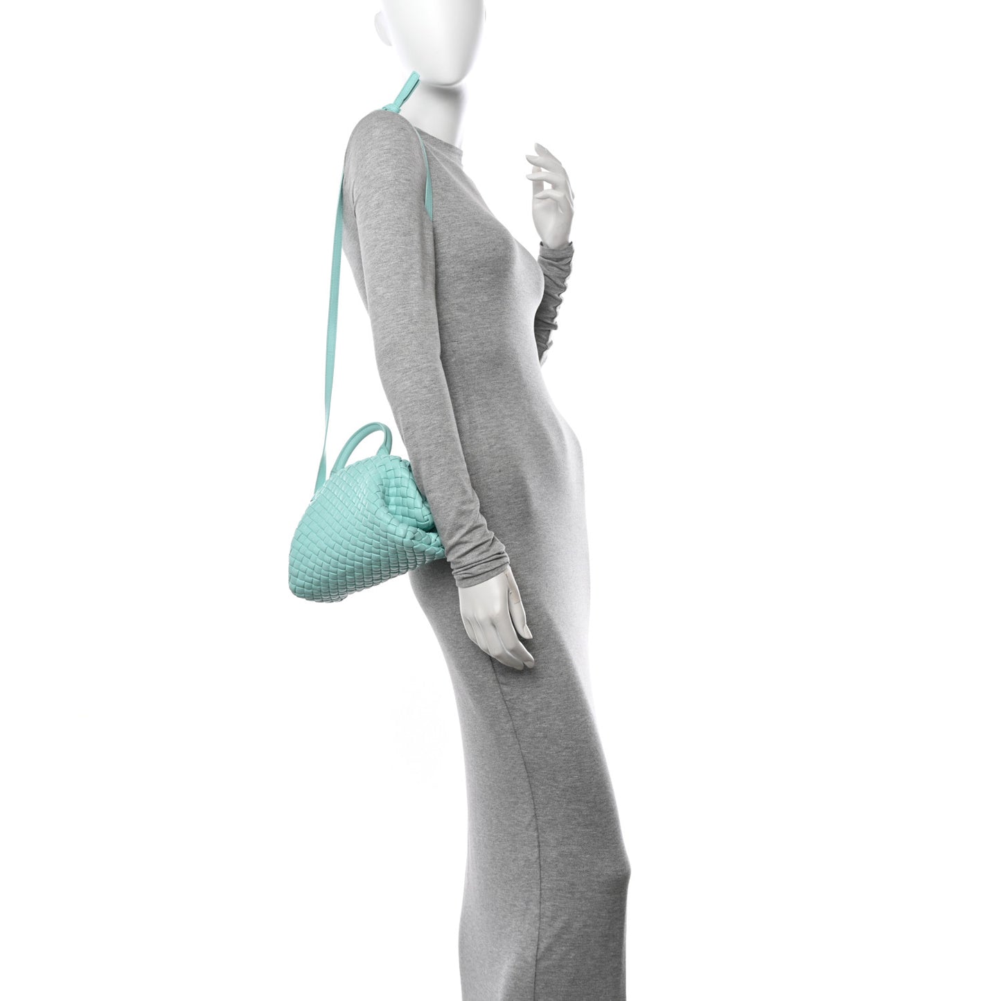 Nappa Intreccio Mini Padded Handle Bag Celadon