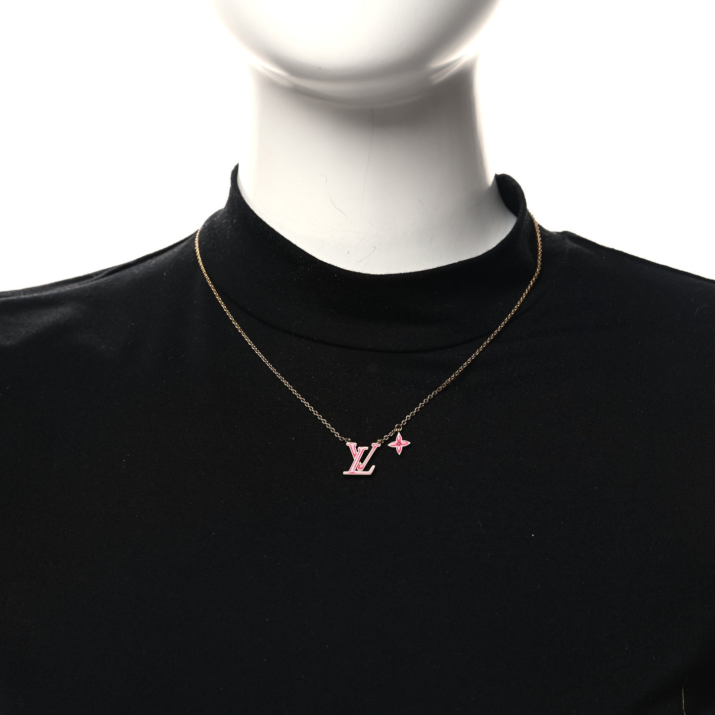 Enamel LV Iconic Necklace Gold Fuchsia