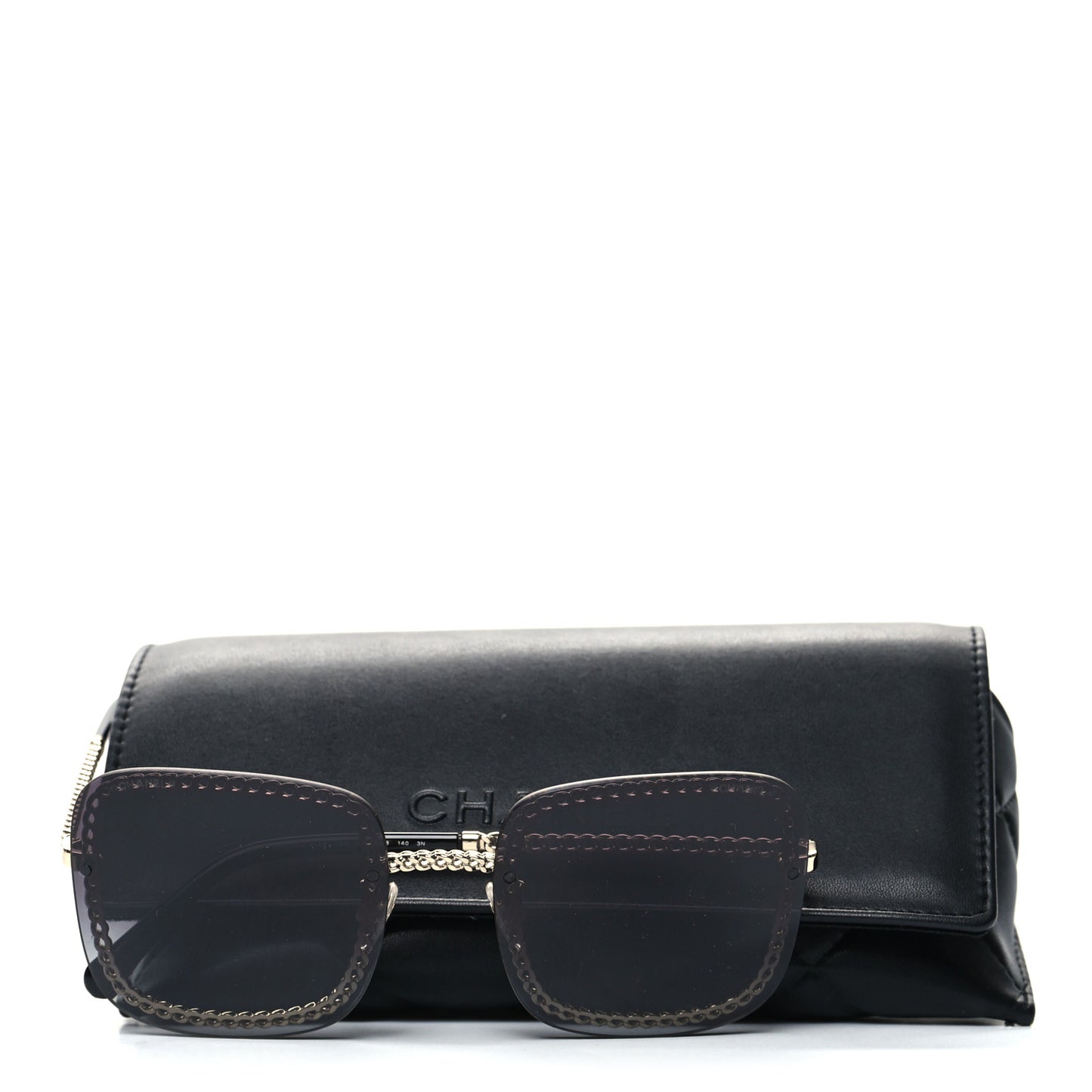 Metal Removable Chain Square Sunglasses 4244 Black