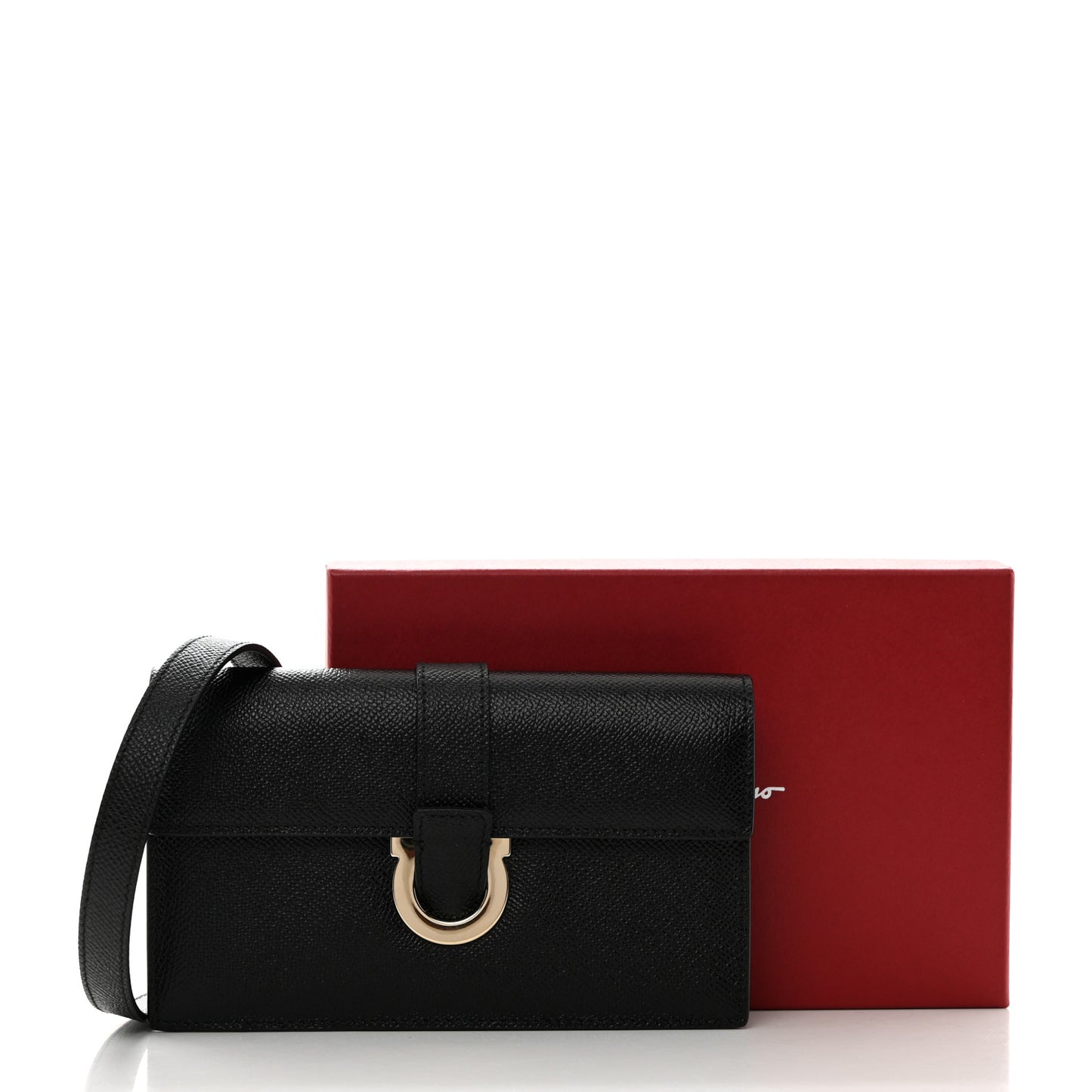 Pebbled Calfskin Thalia Wallet On Chain Black