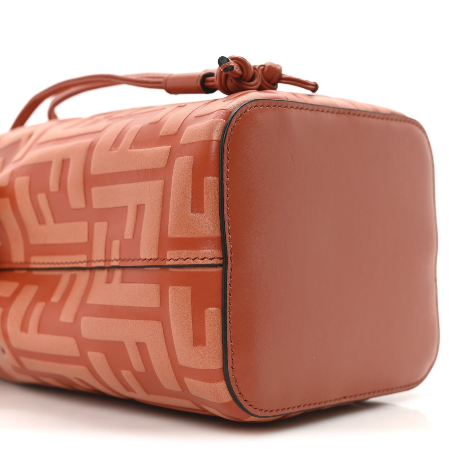 Vitello Termosport F is Fendi FF 1974 Embossed Mini Mon Tresor Bucket Bag Brick