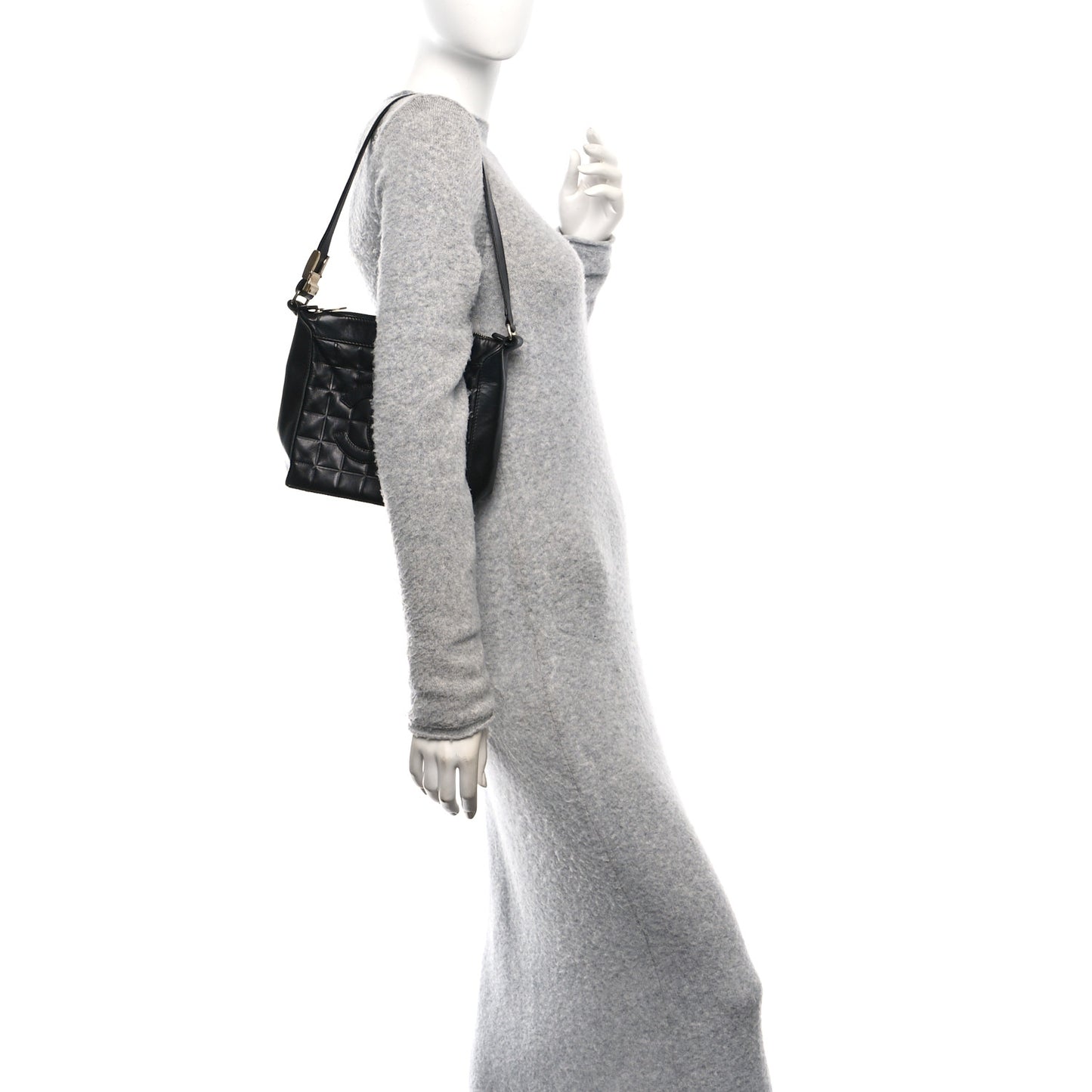 Lambskin Quilted Small Chocolate Bar Shoulder Bag Black