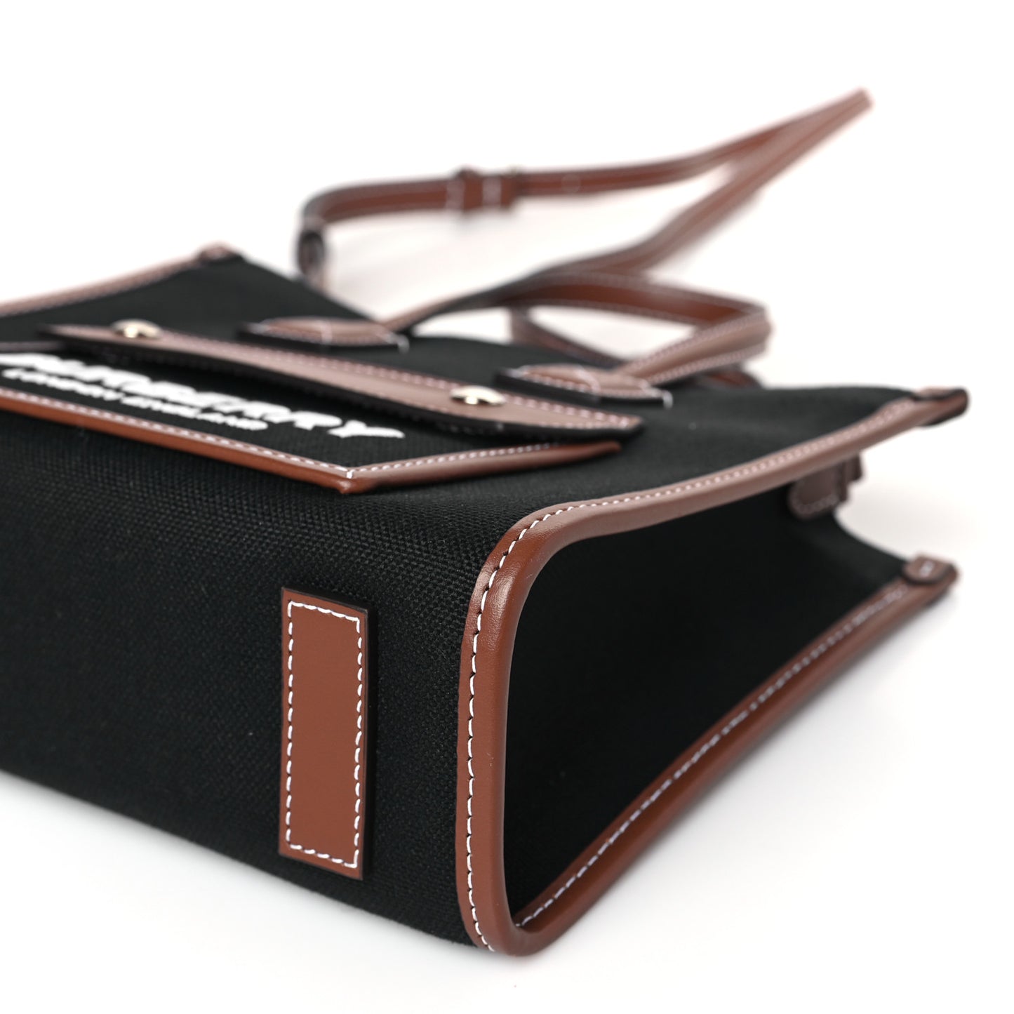 Canvas Smooth Calfskin Mini Two Tone Freya Tote Black Tan