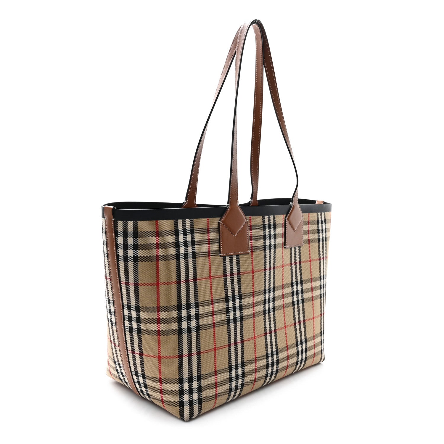 Burberry Cotton Vintage Check Medium London Tote Bag Briar Brown Black 4 of 13