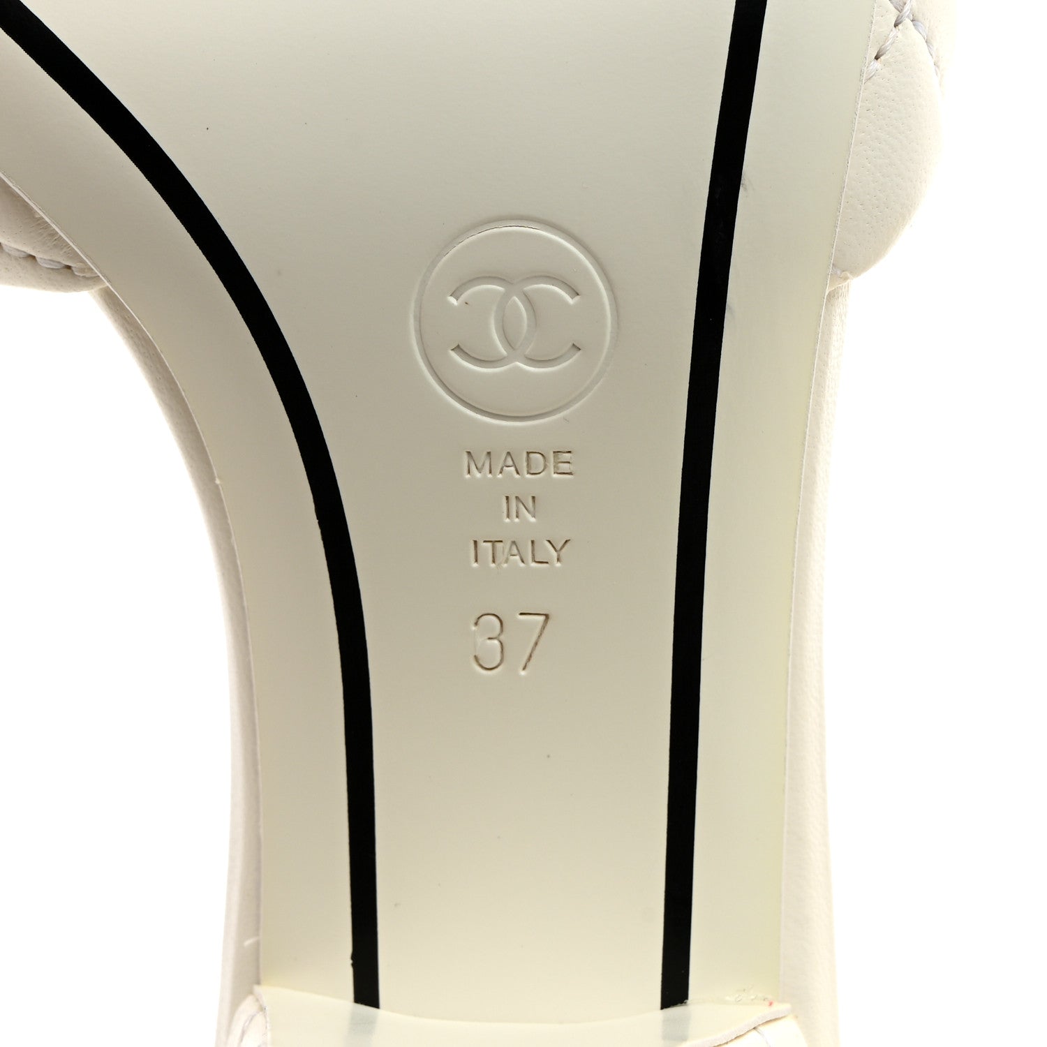 Chanel Lambskin Quilted Textured CC Mules 37 White 8 of 9